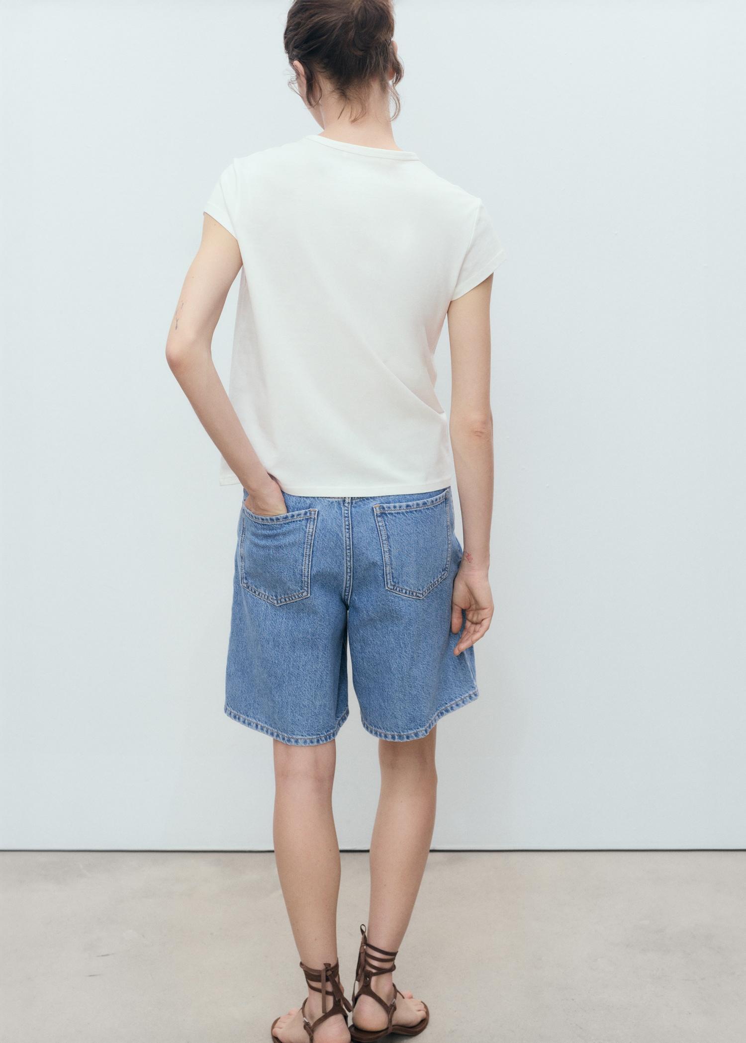 Printed cotton-blend t-shirt - Women | MANGO USA Product Image
