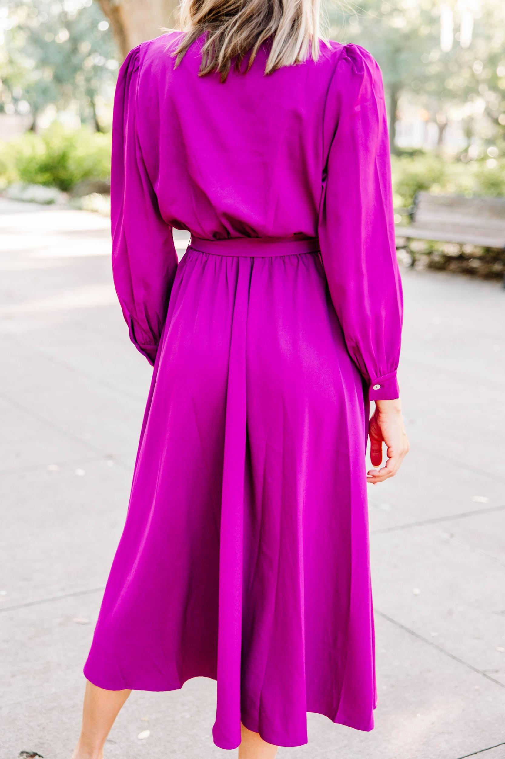 All About You Magenta Purple Midi Dress Female Product Image