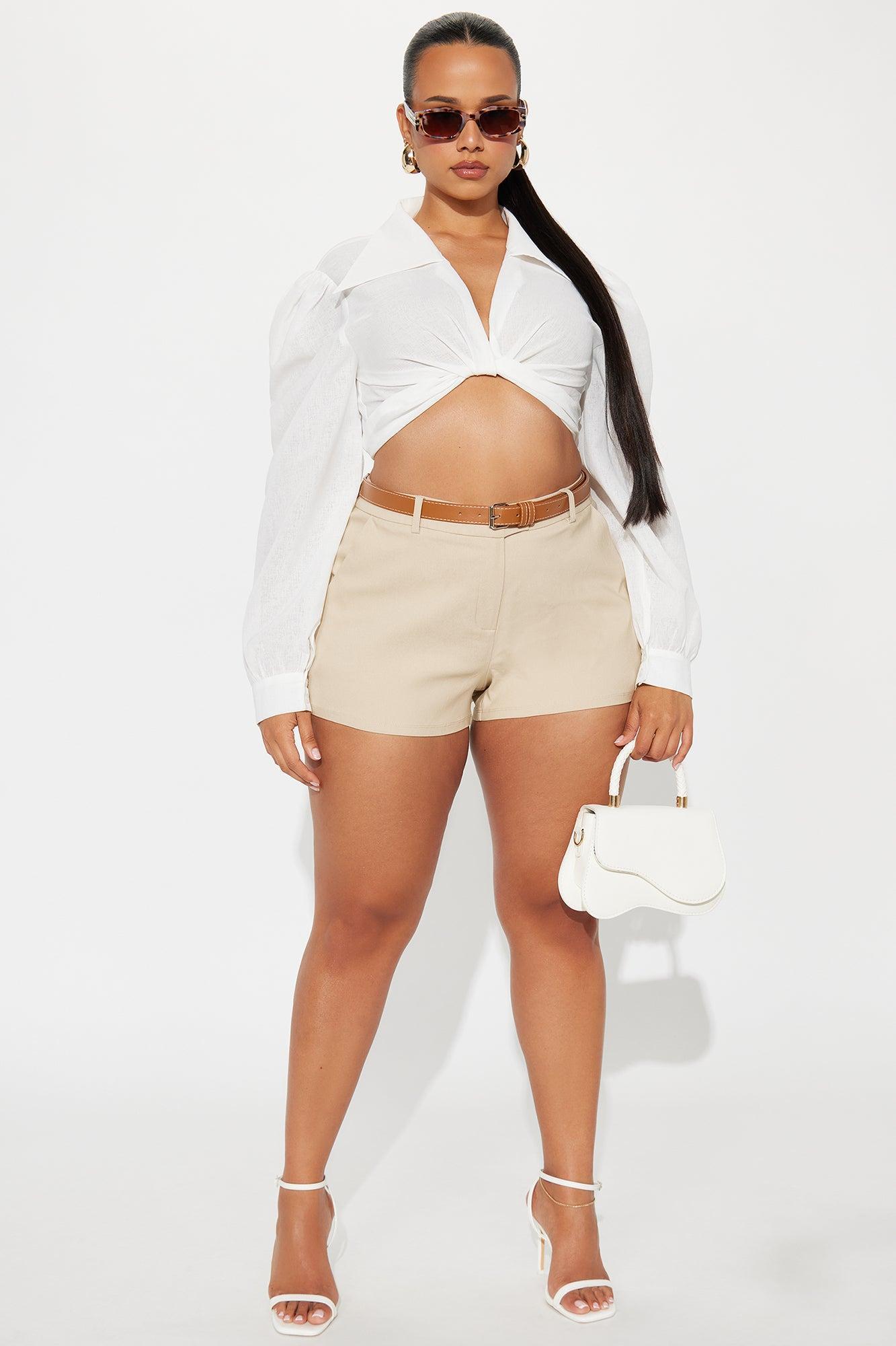 Maya Belted Micro Trouser Short - Khaki Product Image