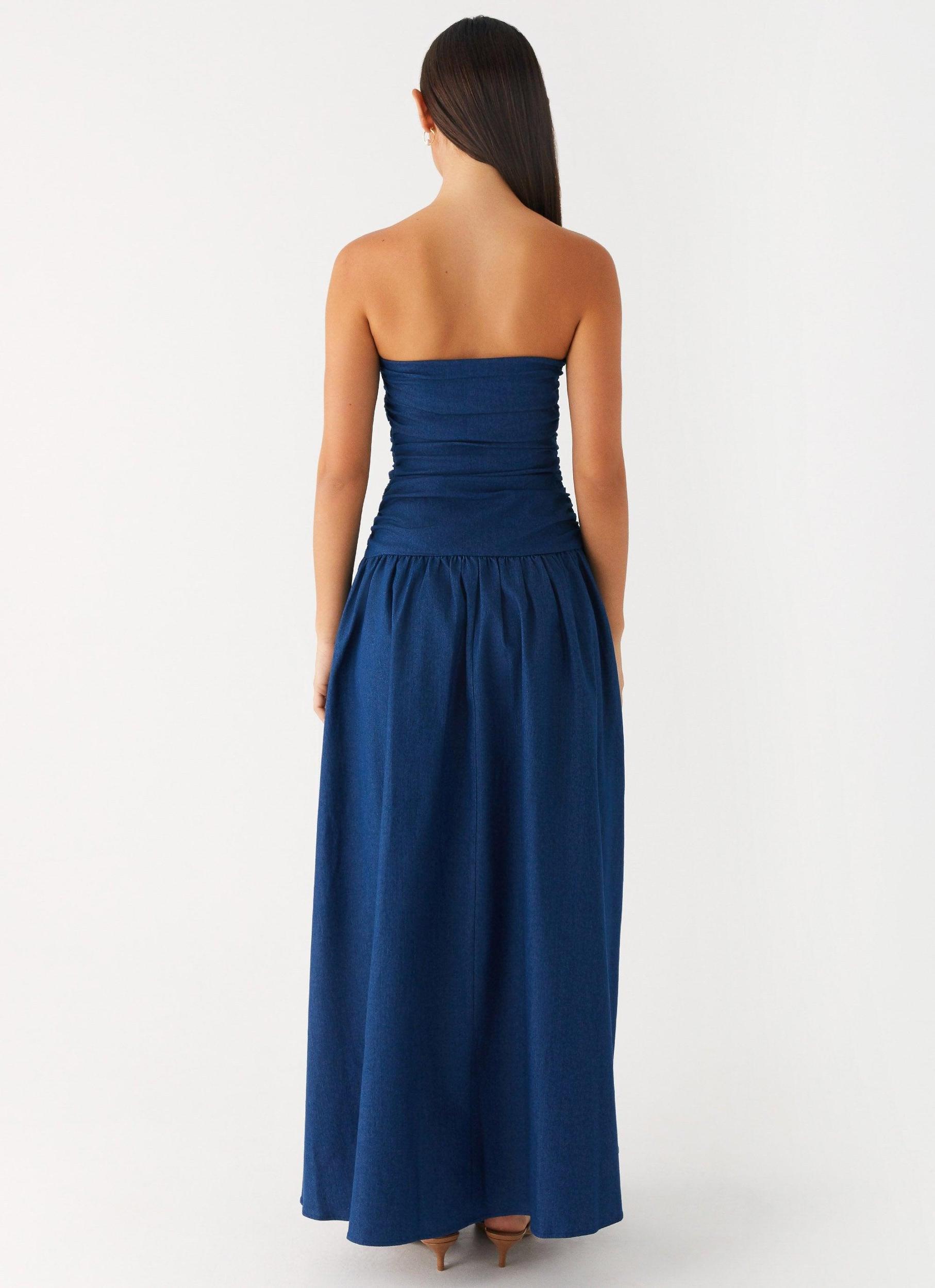 Carmel Denim Maxi Dress - Indigo Product Image