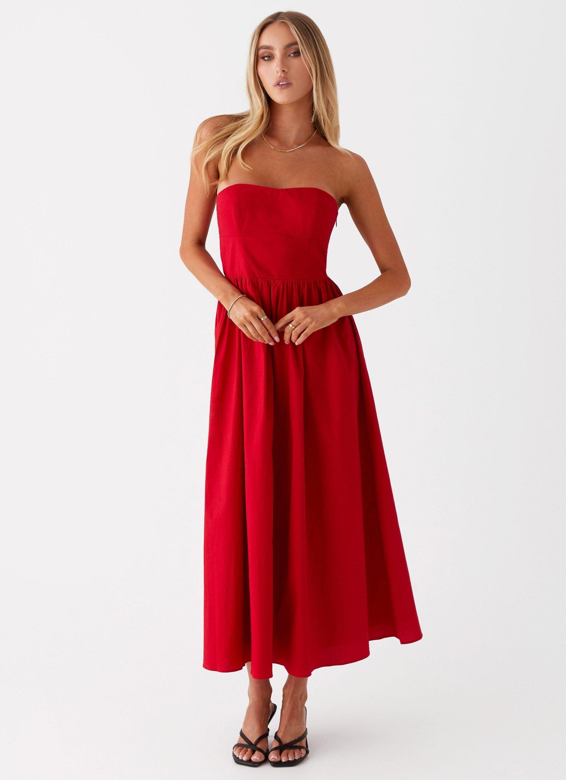 Love Me Later Midi Dress - Red Product Image