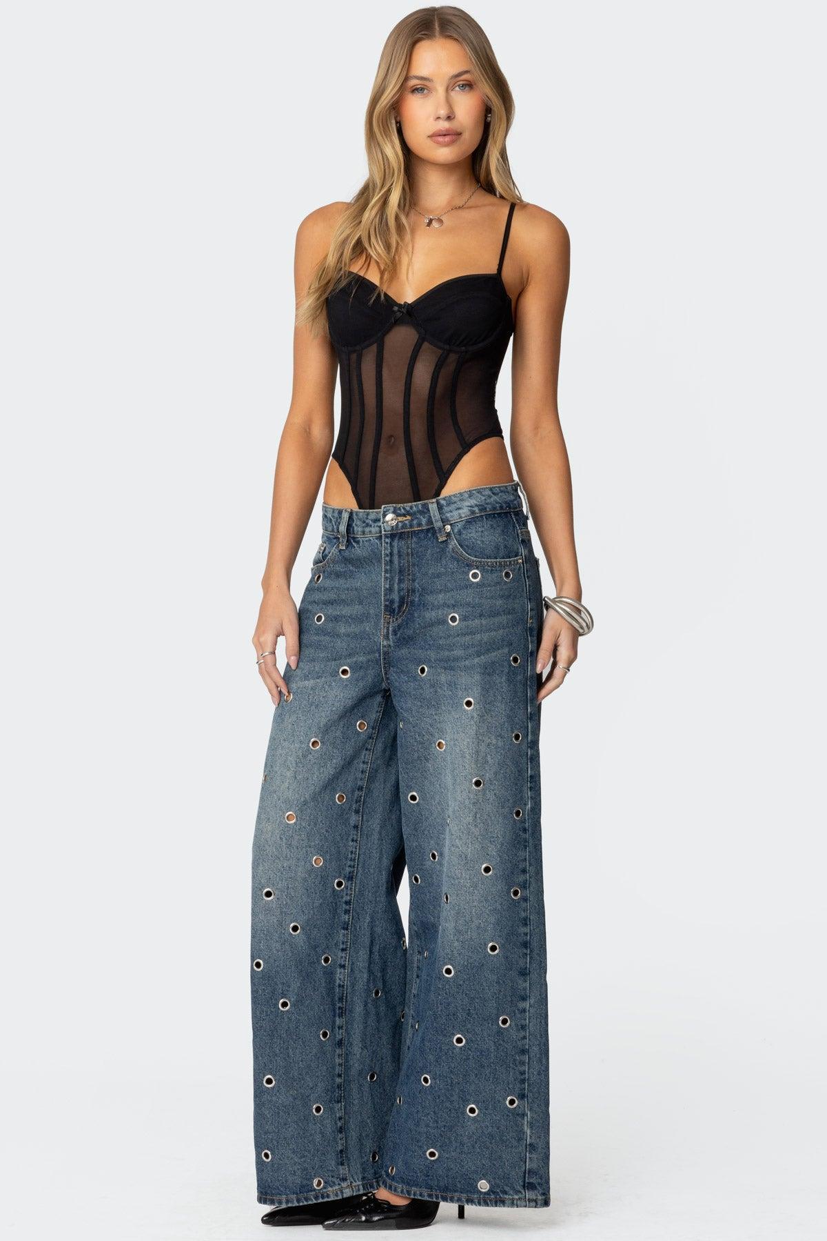 Jainie Grommet Low Rise Jeans Product Image