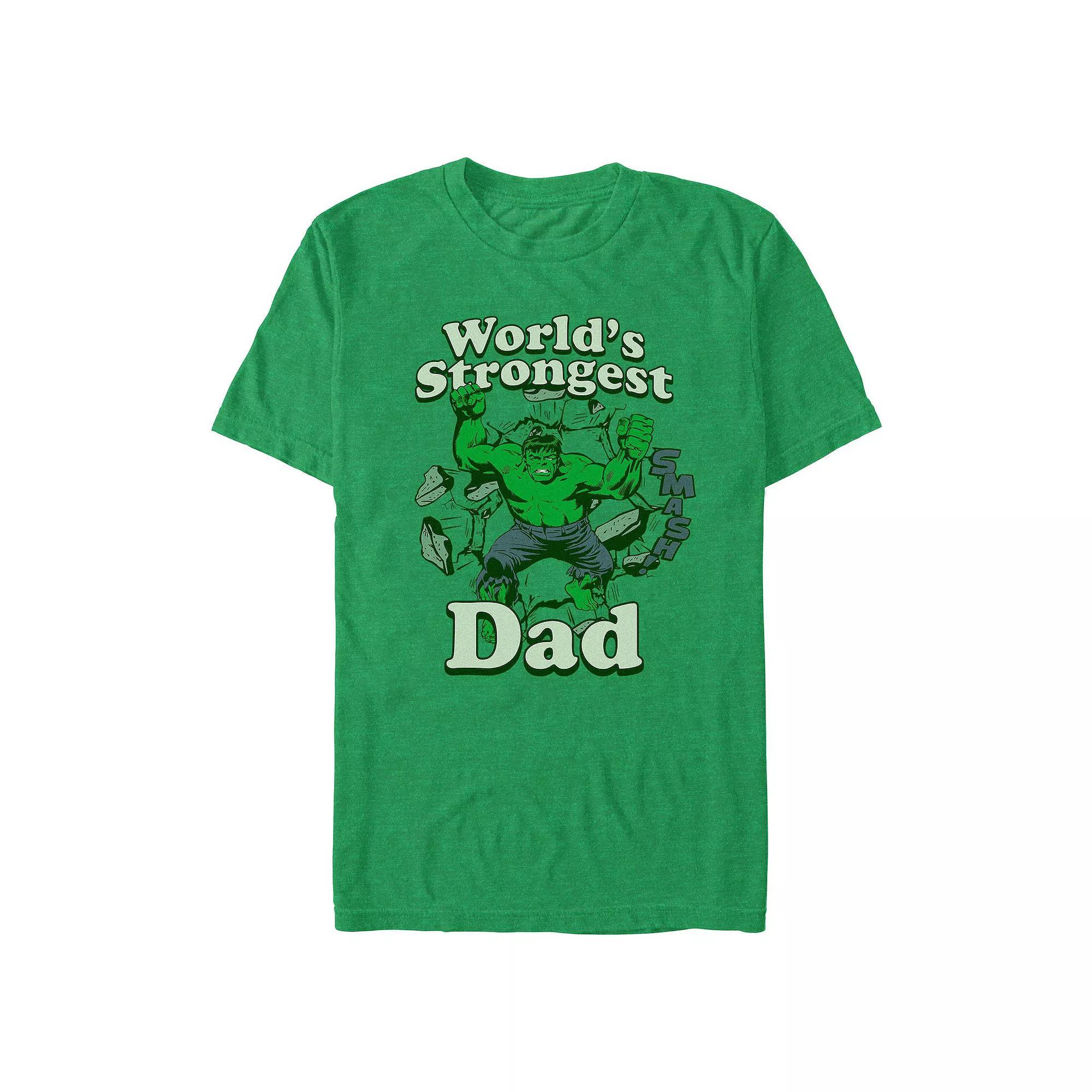 Big & Tall Marvel Hulk World's Strongest Dad Graphic Tee, Men's, Size: 4XL Tall, Kelly Grey Product Image