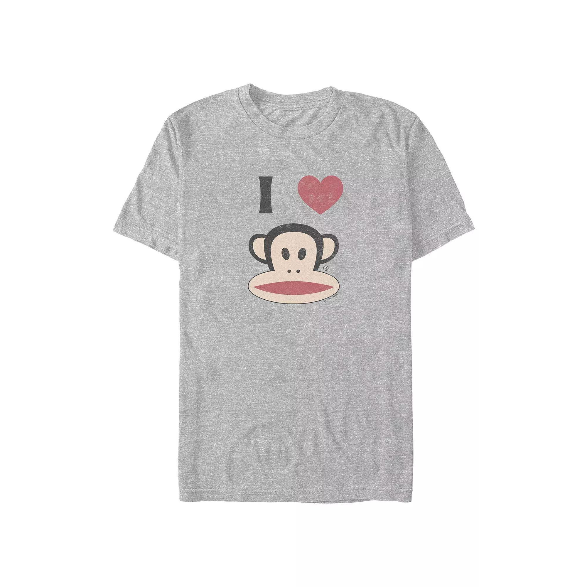 Men's Paul Frank I Heart Monkey Graphic Tee, Size: Large, Athletic Grey Product Image