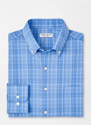 Peter Millar Mens Edmond Performance Twill Sport Shirt | Color: Regatta Blue | Size: XXL Product Image