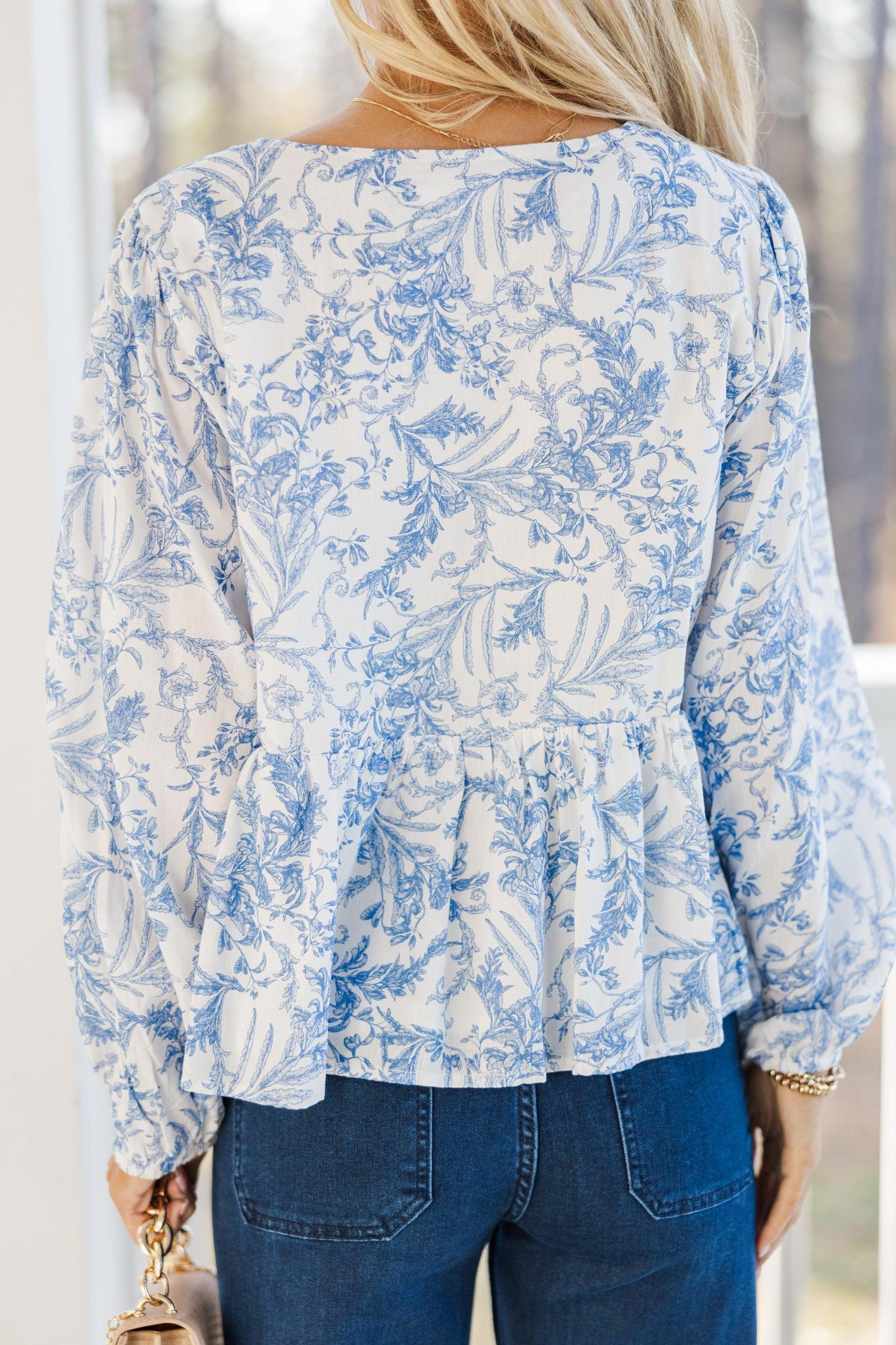 Great Days Ahead Light Blue Toile Blouse Female Product Image