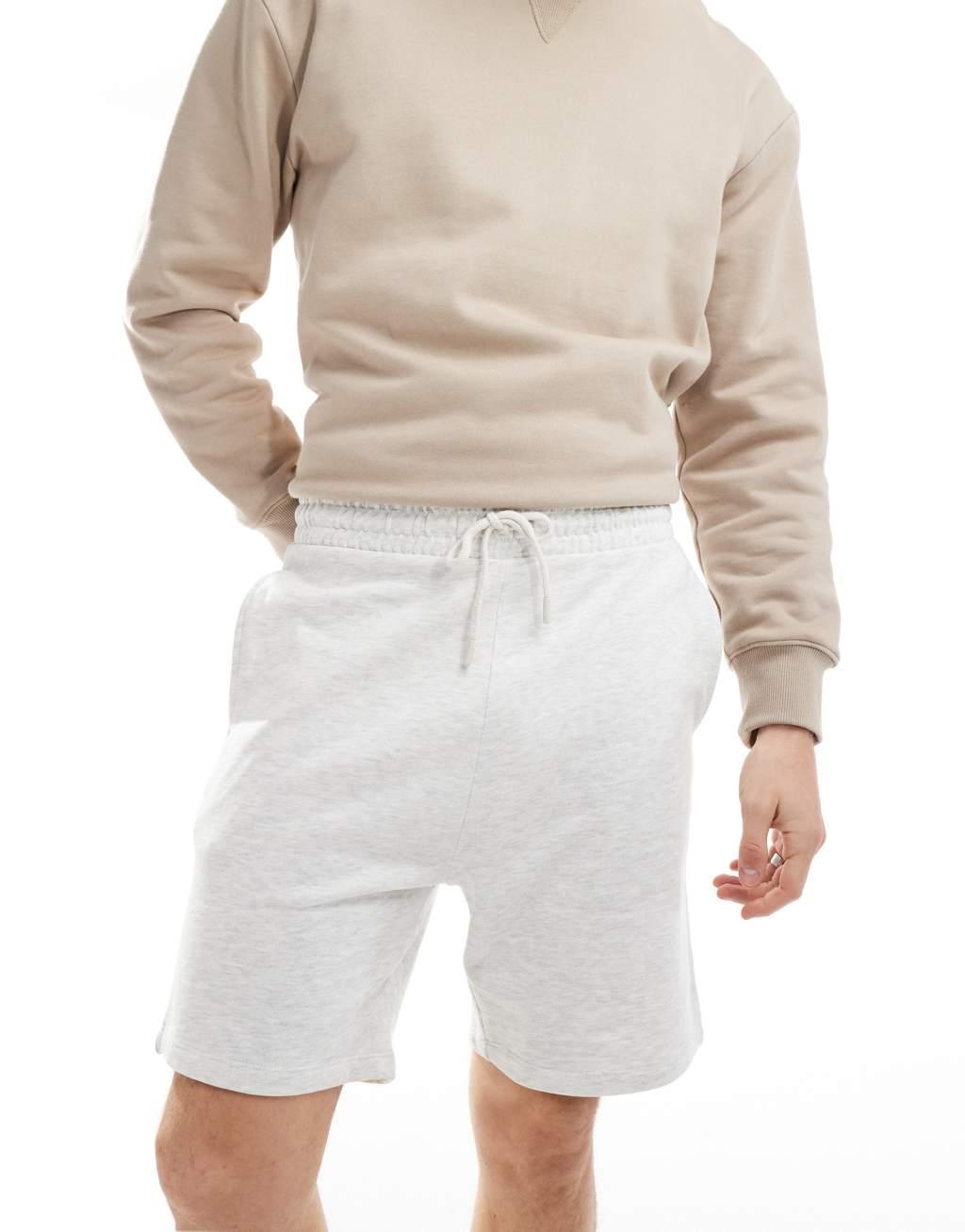 ASOS DESIGN slim fit shorts in white heather Product Image
