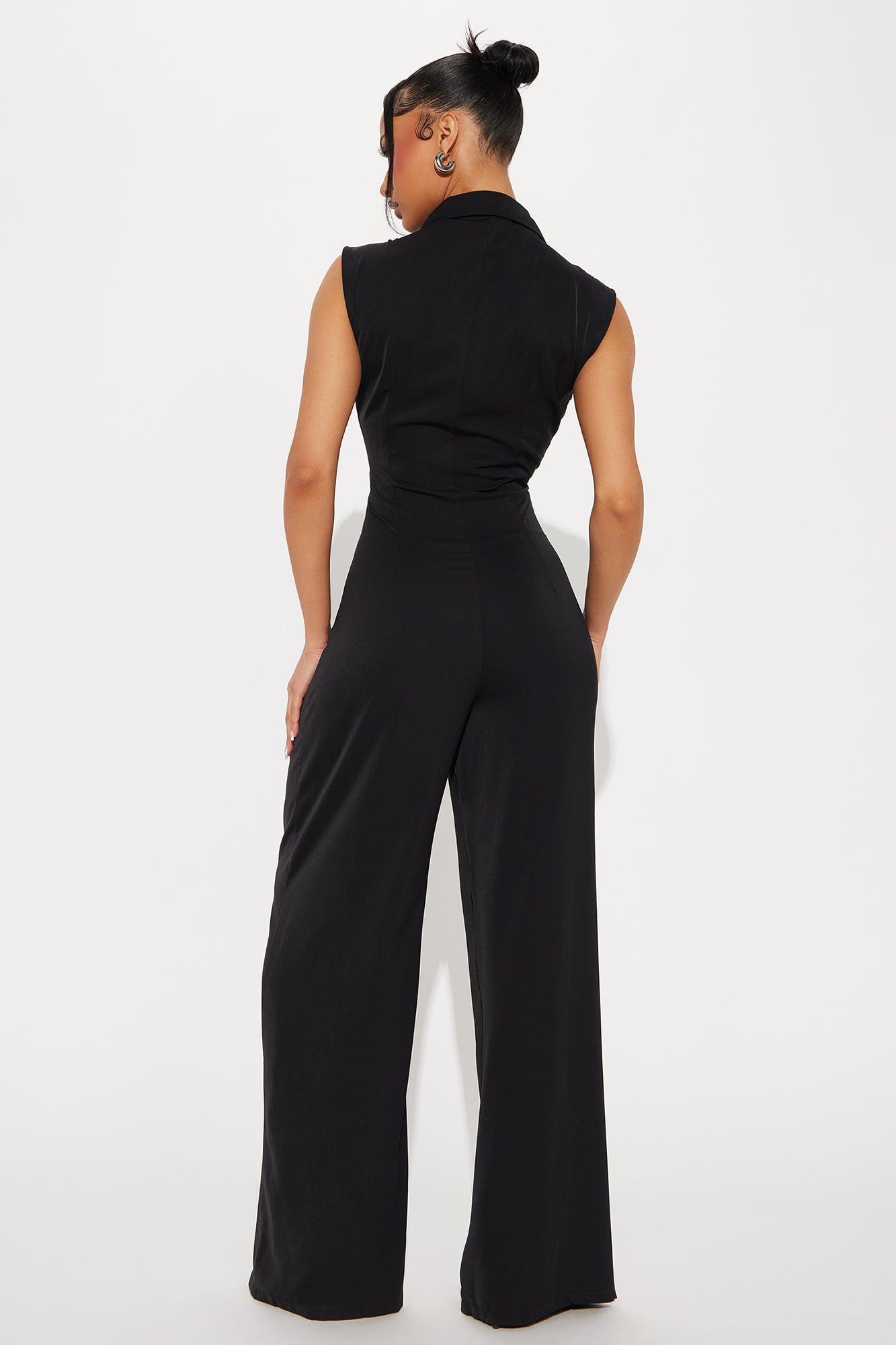 On Strike Button Up Jumpsuit - Black Product Image
