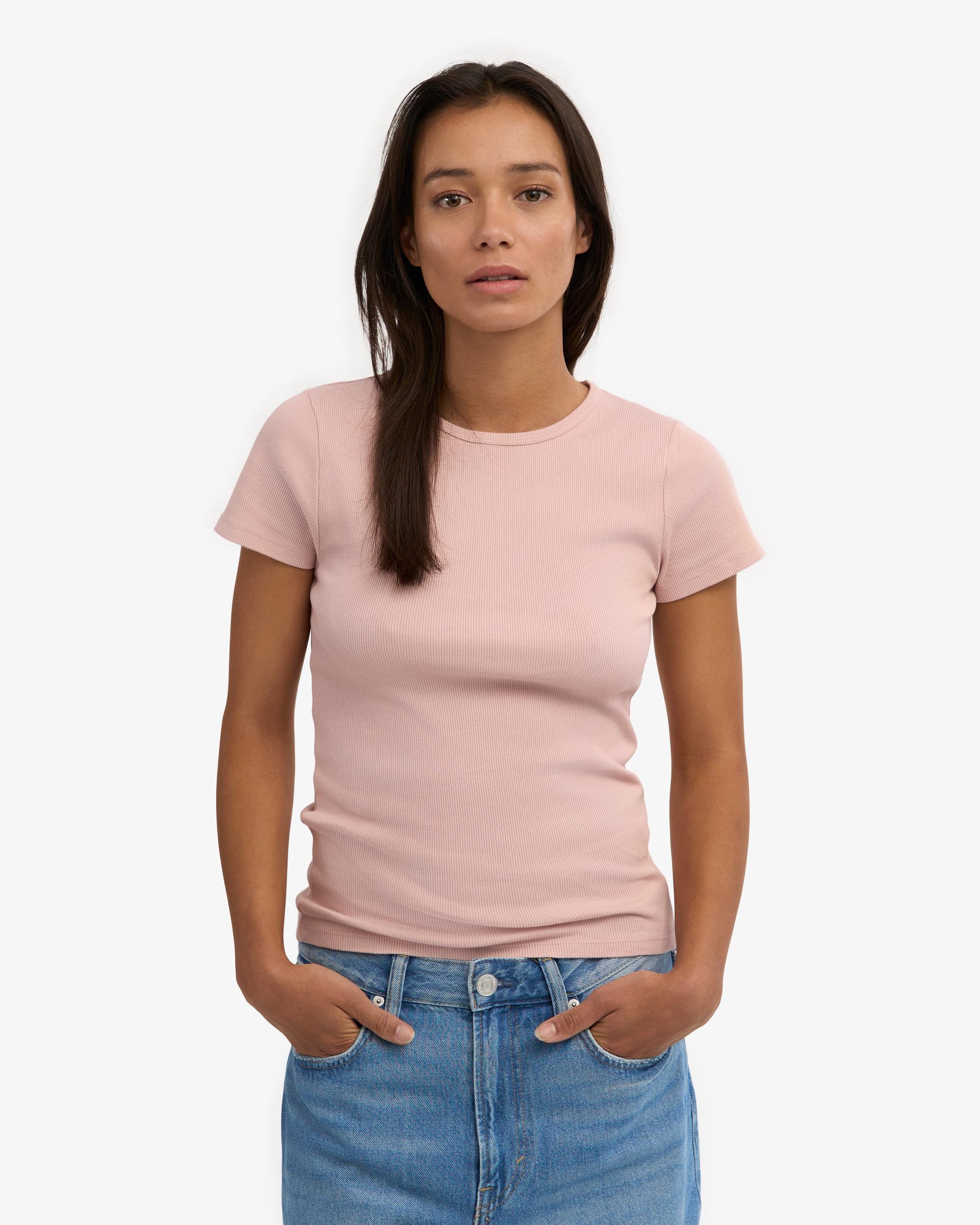 Organic Rib T-Shirt - Faded Pink Product Image