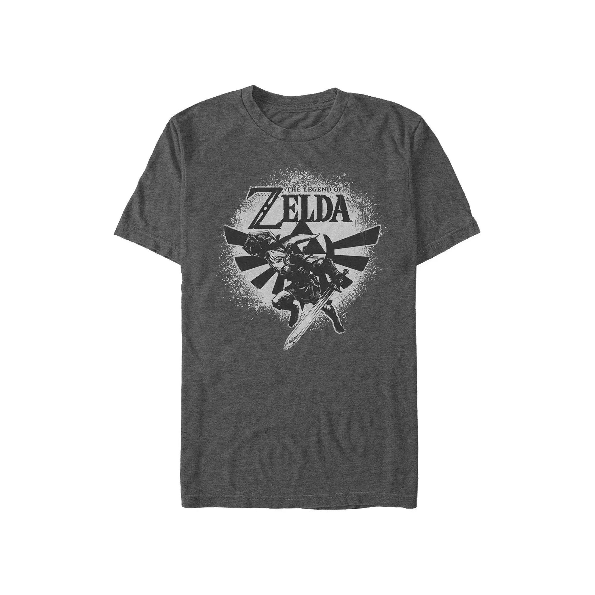 Men's The Legend Of Zelda Action Link Poster Graphic Tee, Size: Medium, Grey Heather Product Image