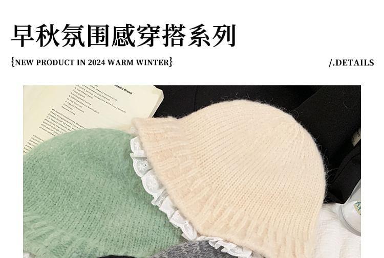 Lace Trim Knit Cloche Hat Product Image