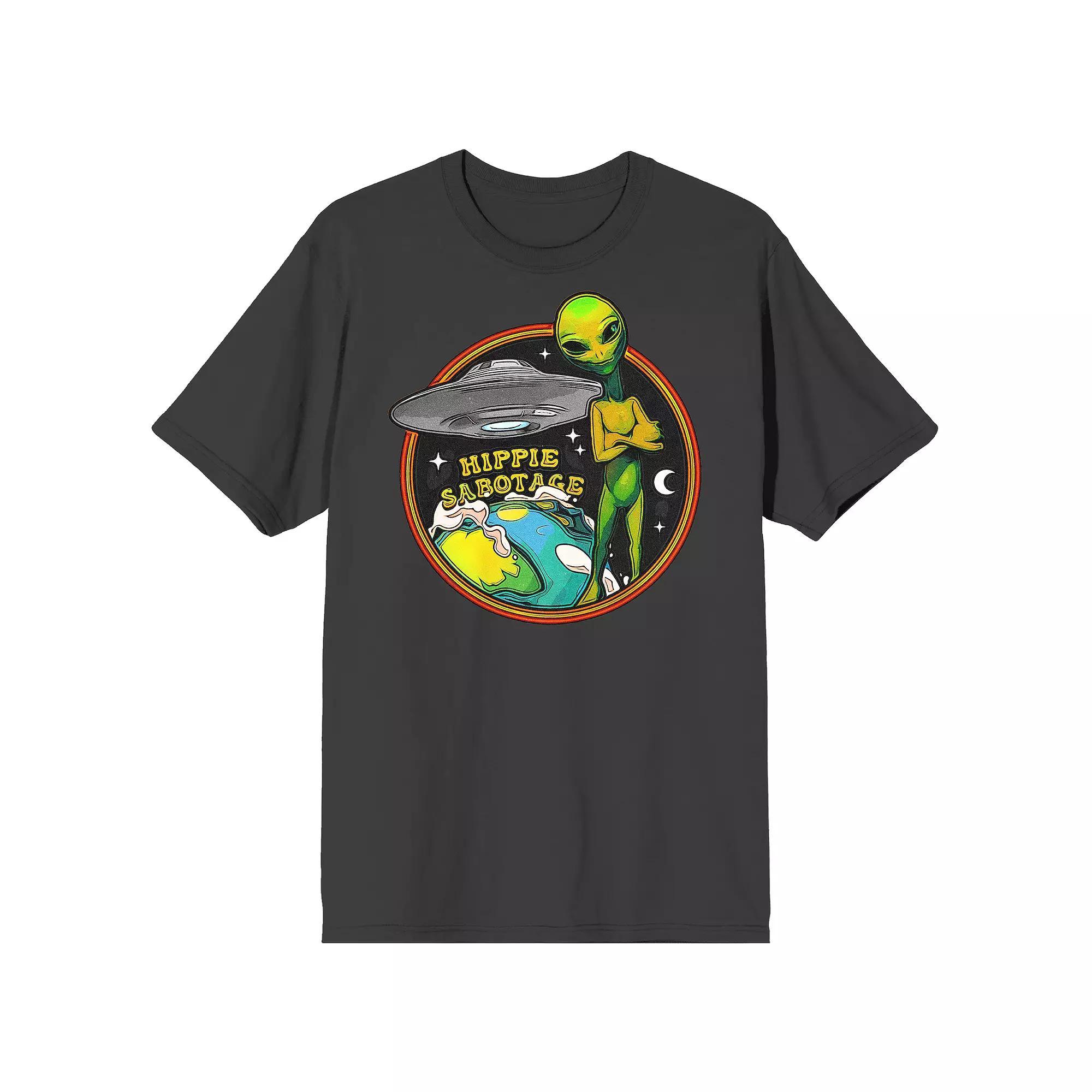 Men's Hippie Sabotage Alien Short Sleeve Graphic Tee, Size: Medium, Black Product Image