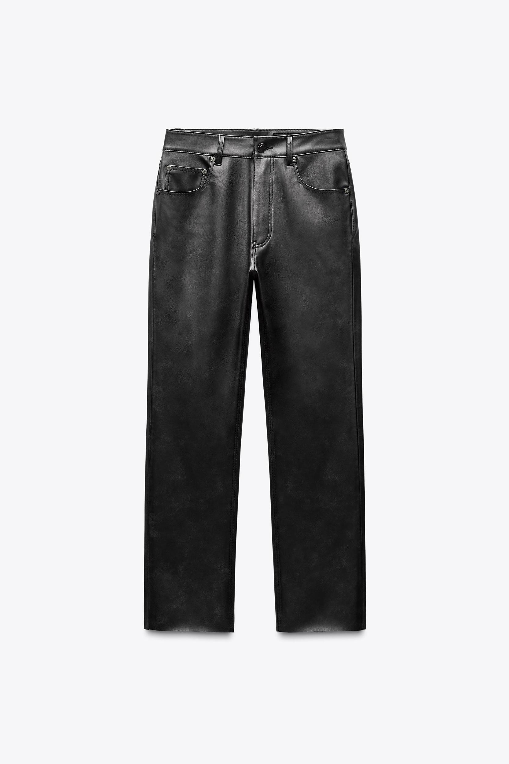 ZW COLLECTION FAUX LEATHER HIGH-WAISTED BOOTCUT CROPPED PANTS Product Image