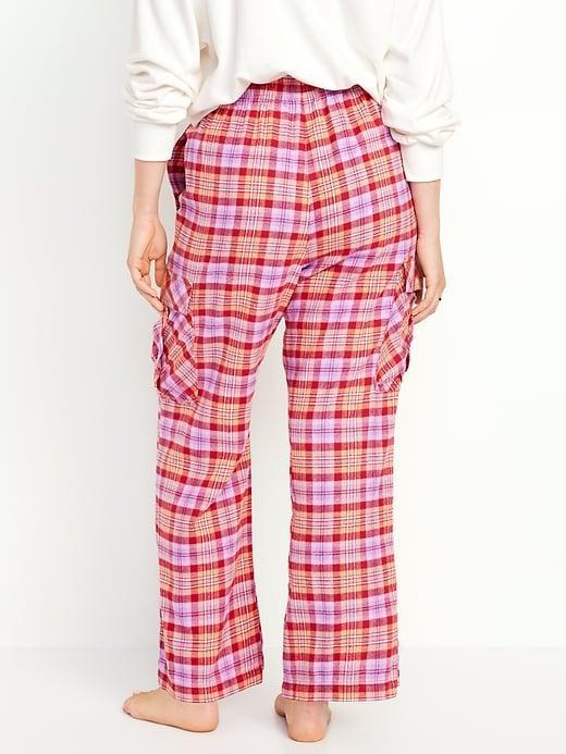 High-Waisted Flannel Cargo Pants Product Image