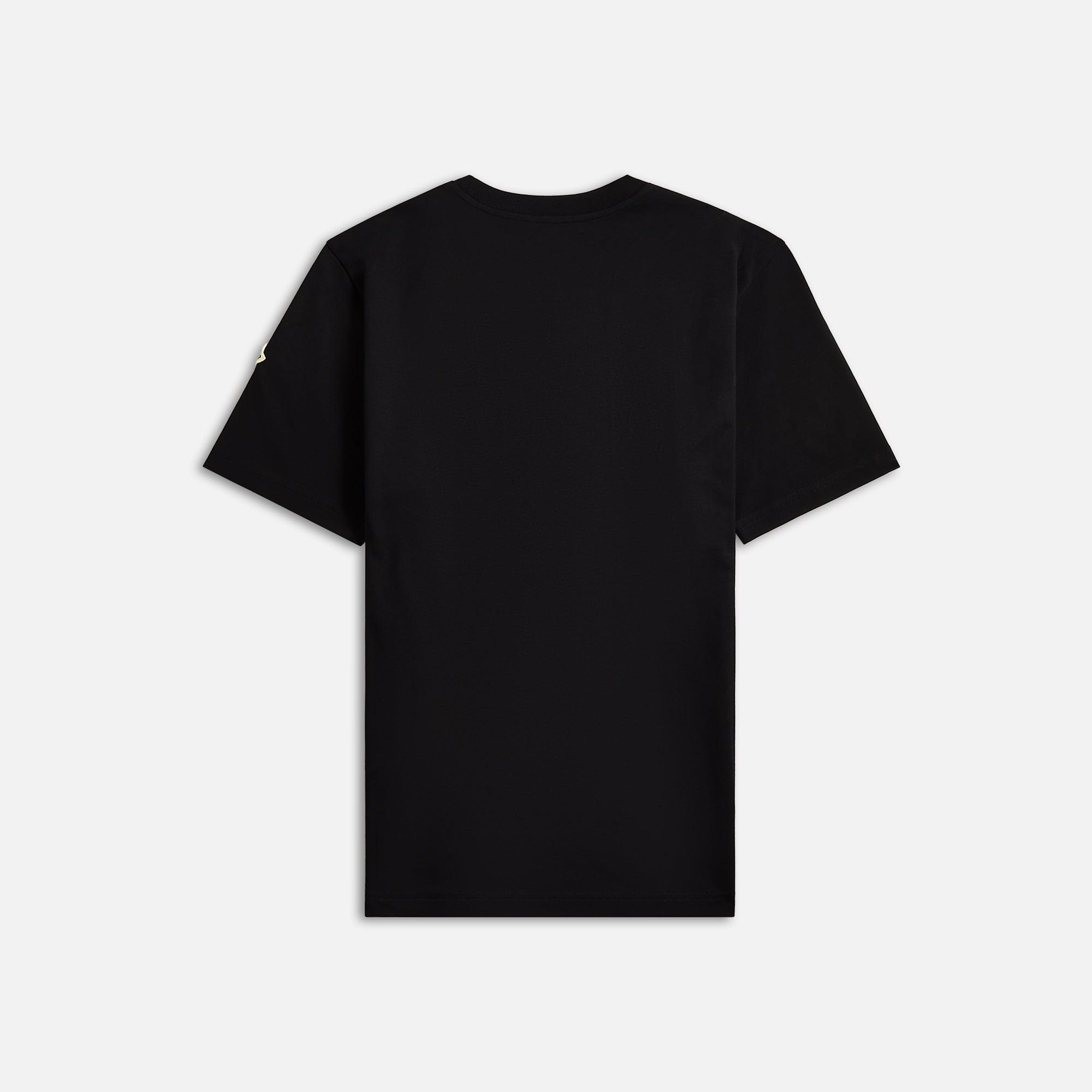 Moncler Embroidered Varsity Logo Cotton Jersey Tee - Black Male Product Image
