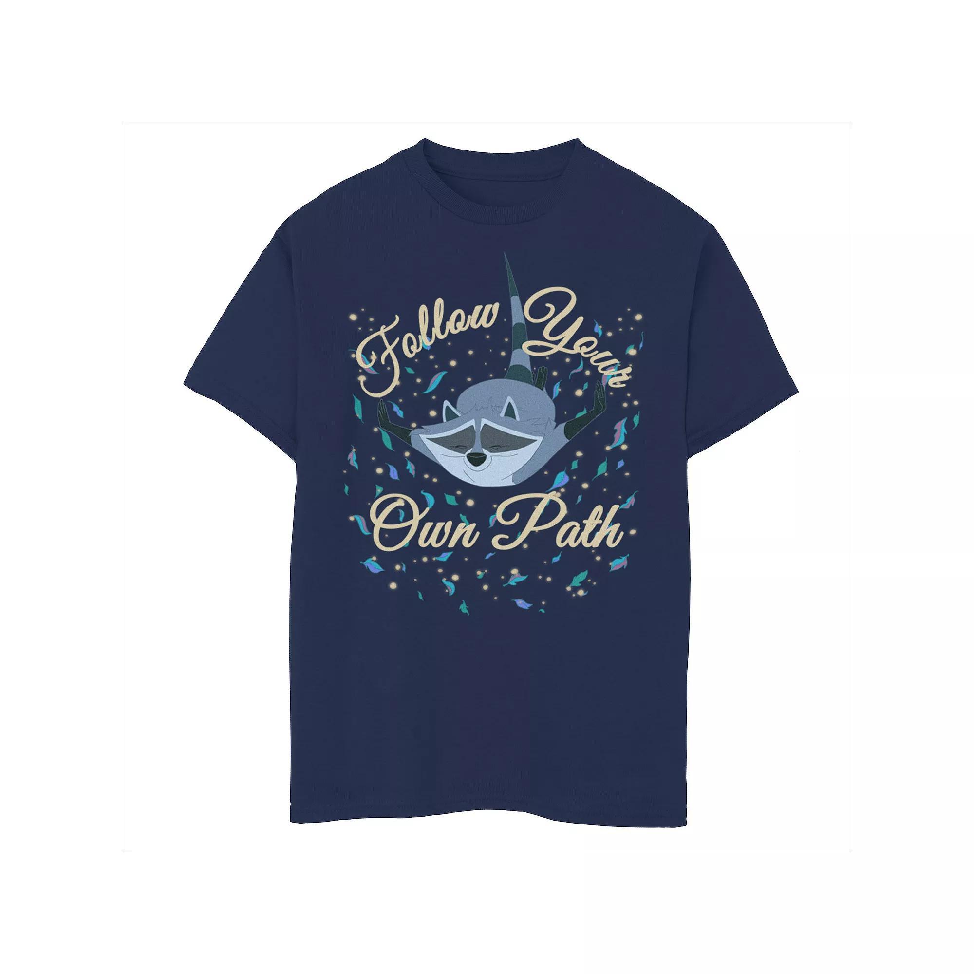 Disney's Pocahontas Meeko Boys 8-20 Follow Your Own Path Text Tee, Boy's, Size: Large, Blue Product Image