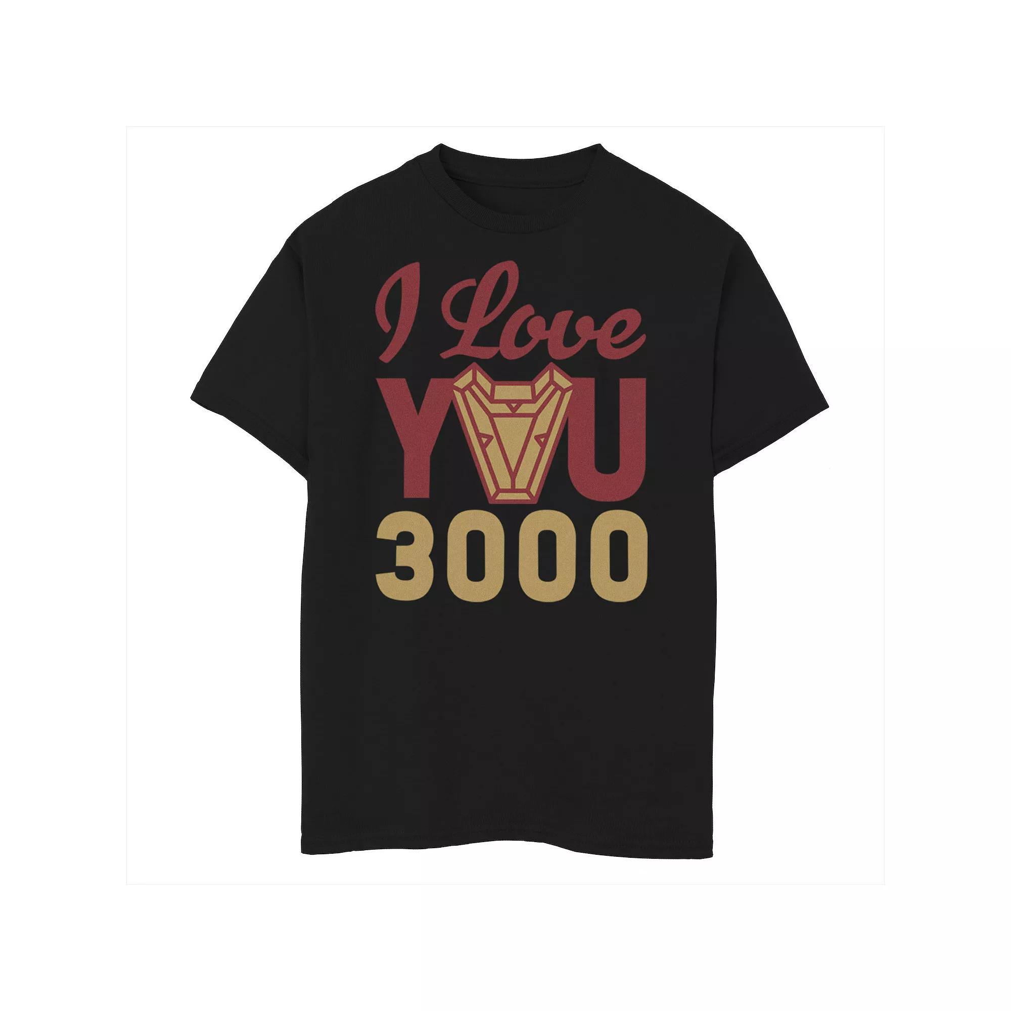 Boys 8-20 Marvel Avengers Endgame Iron Man I Love You 3000 Red Yellow Logo Tee, Boy's, Size: Medium, Black Product Image