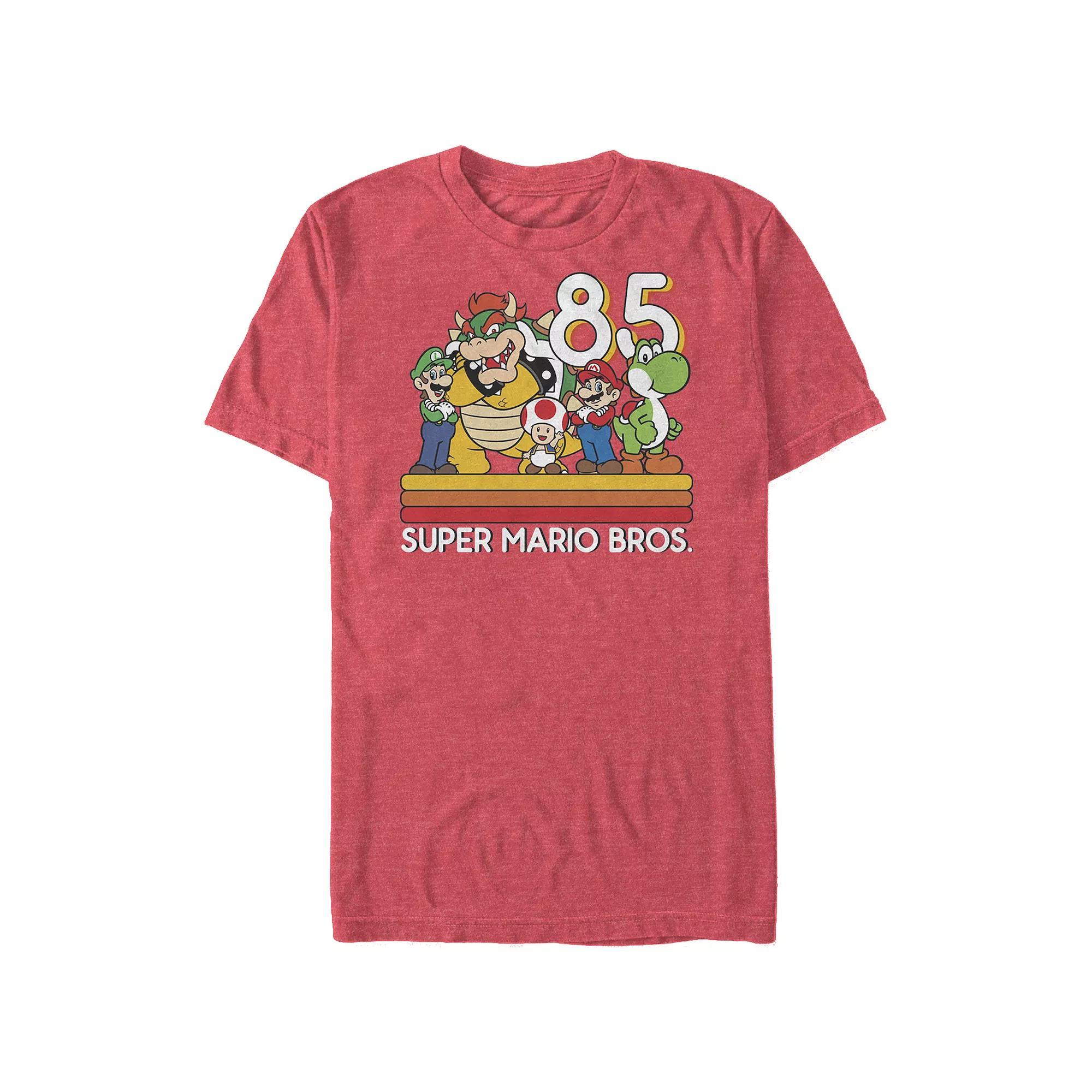 Big & Tall Super Mario Bros Retro Group Graphic Tee, Men's, Size: 3XL, Red Grey Product Image