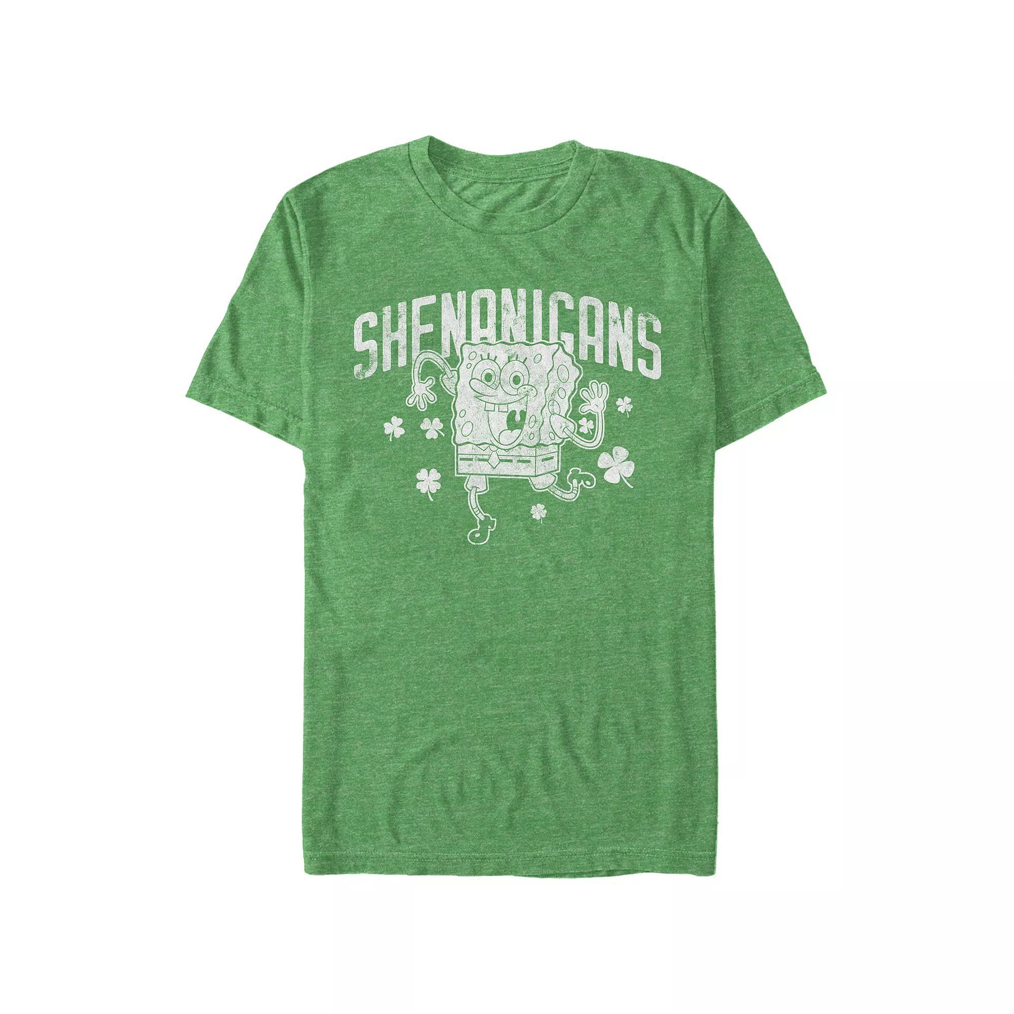 Men's SpongeBob SquarePants Happy Shenanigans Graphic Tee, Size: Medium, Kelly Grey Product Image