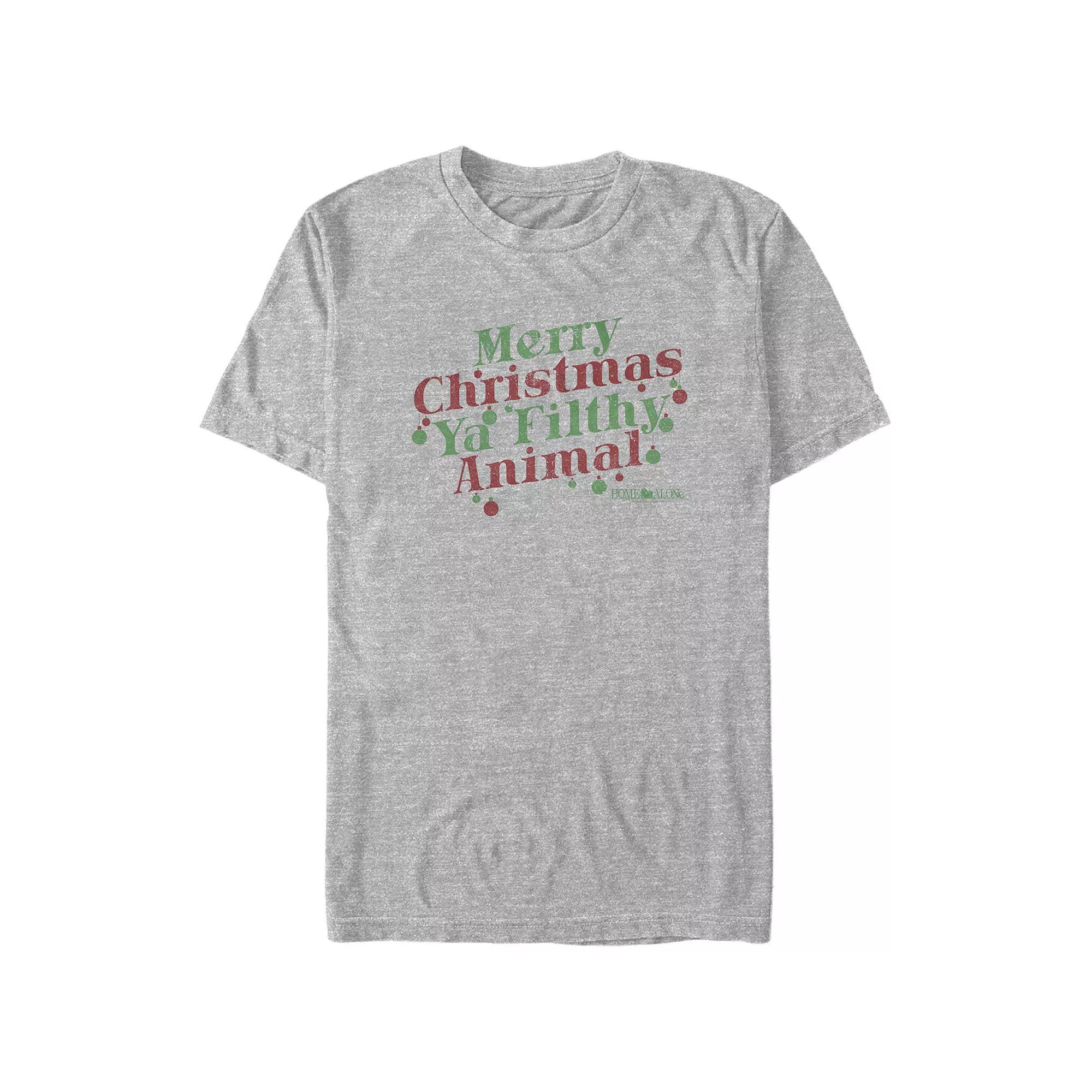 Big & Tall Home Alone Merry Christmas Ya Filthy Animal Graphic Tee, Men's, Size: Large Tall, Athletic Grey Product Image