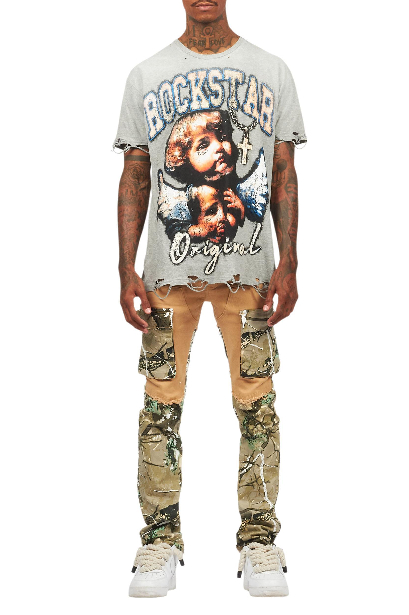 Deiter Heather Grey Oversized Graphic T-Shirt Male Product Image