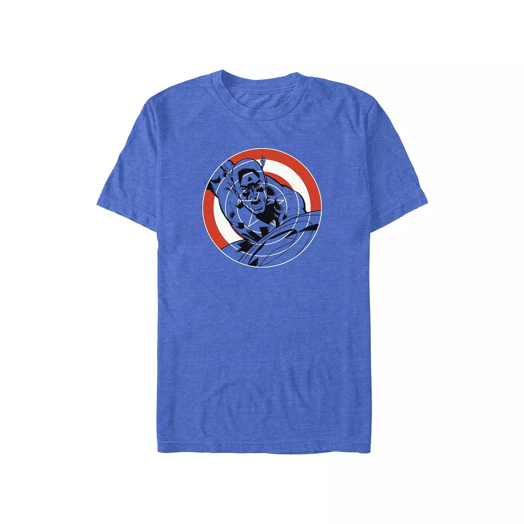 Big & Tall Marvel Captain America Shield Poster Graphic Tee, Men's, Size: 4XL, Royal Grey Product Image
