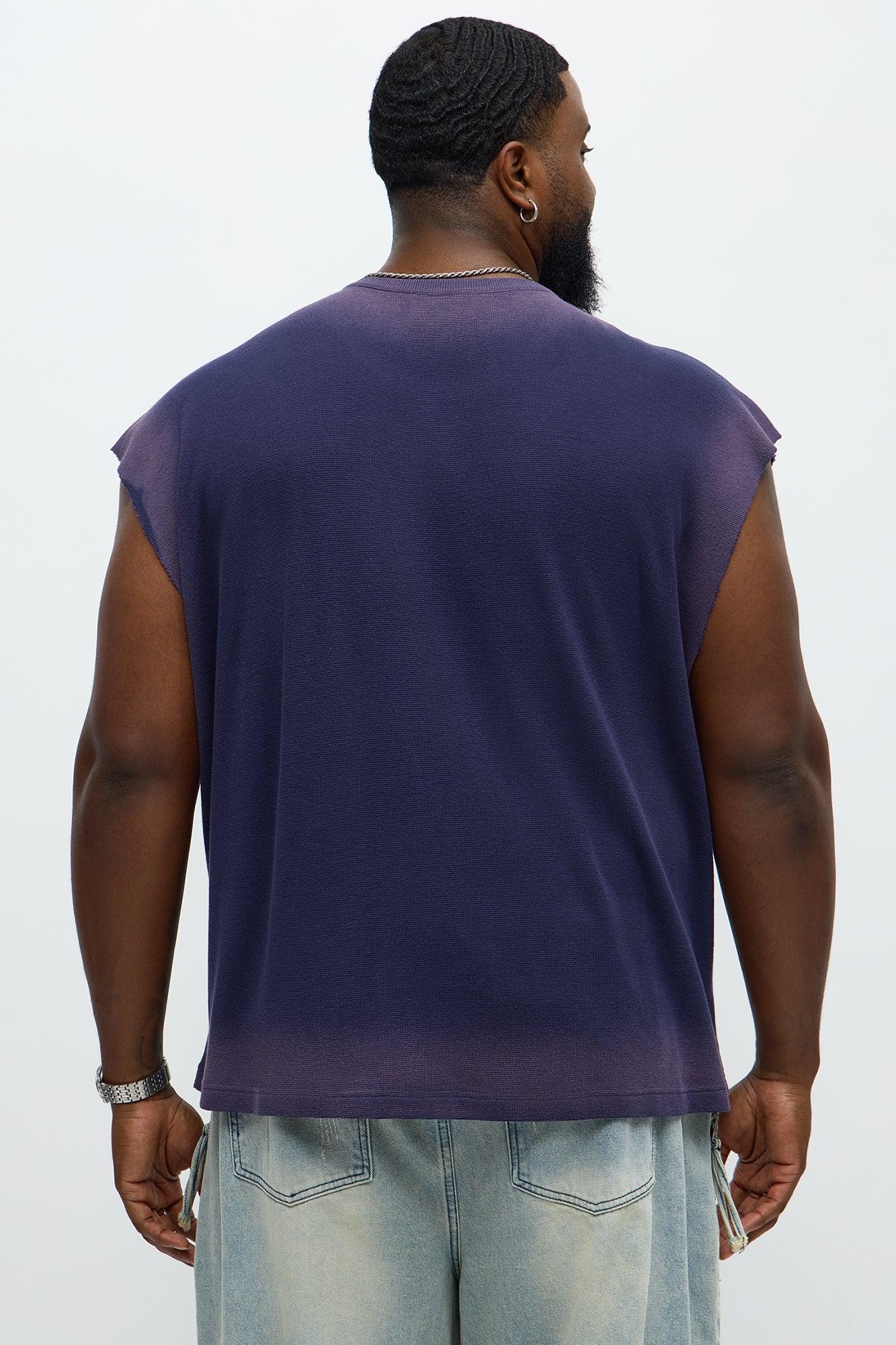 Relaxed Washed Quote Muscle Tank - Navy Product Image