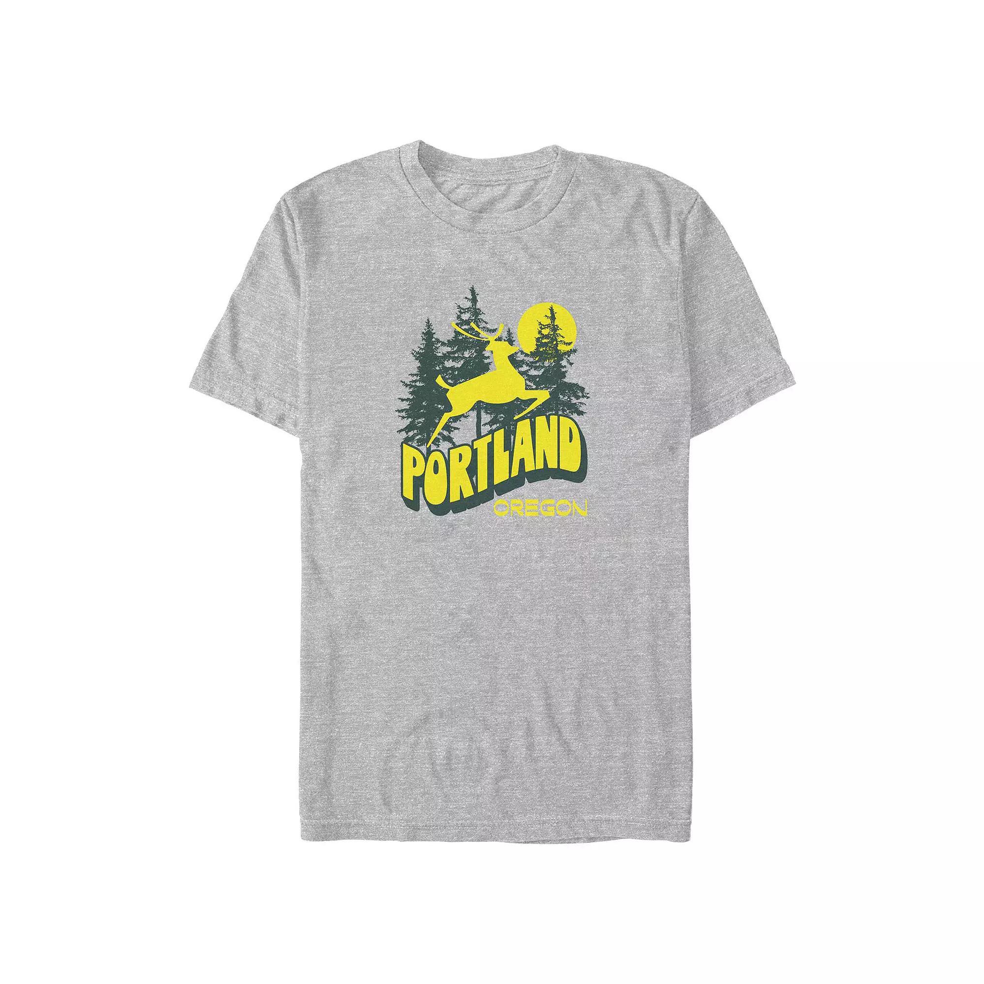 Big & Tall Portland Oregon Forest Graphic Tee, Men's, Size: 4XL Tall, Athletic Grey Product Image