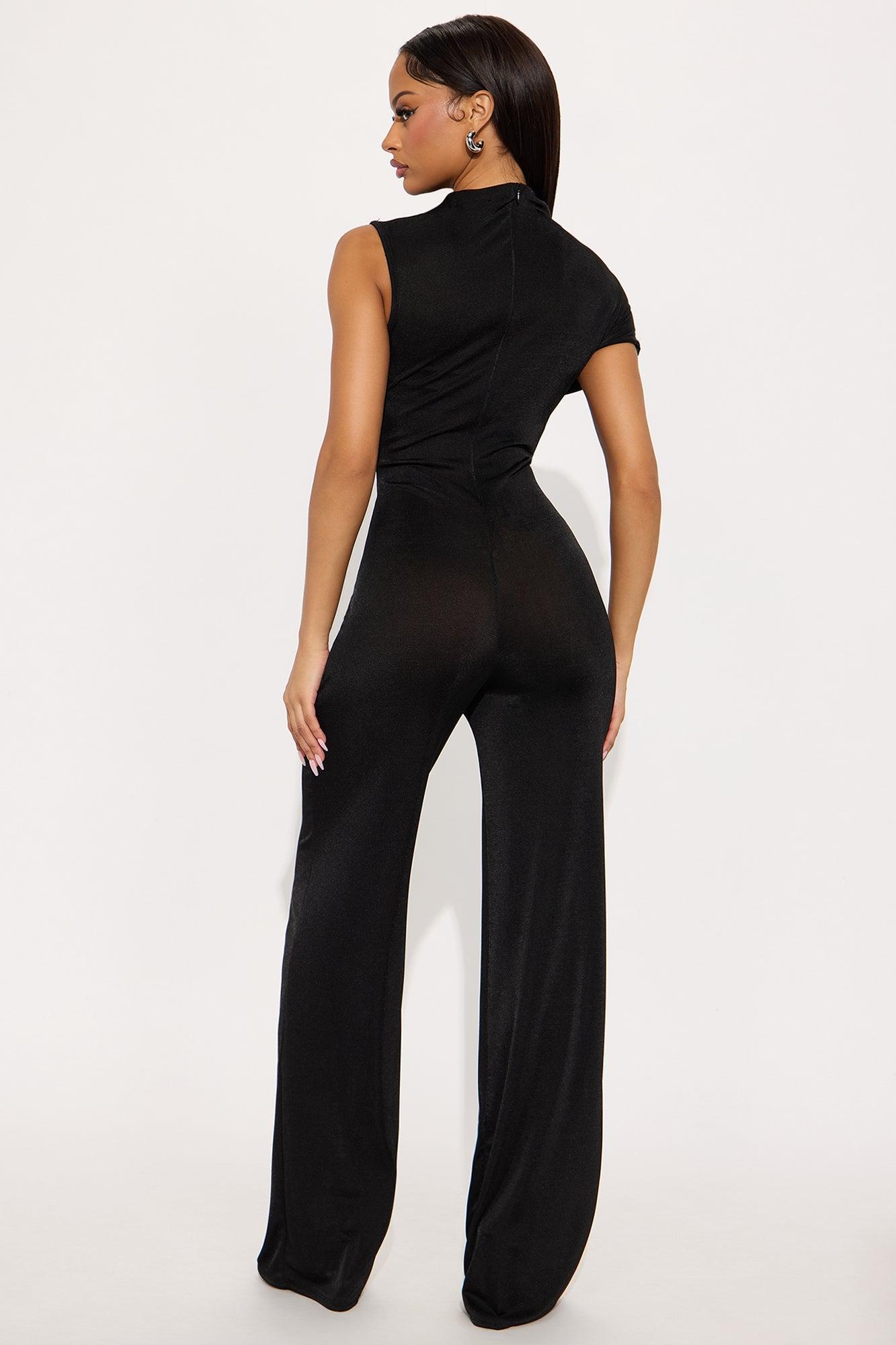 High Risk Ruched Wide Leg Jumpsuit - Black Product Image