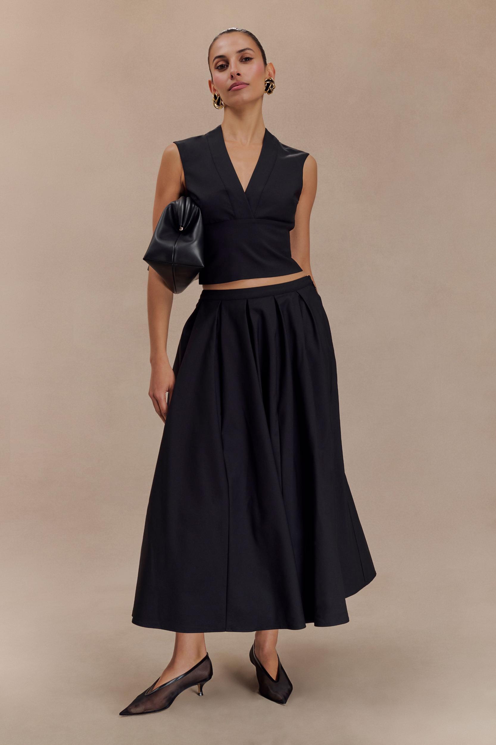 Jemima Sleeveless Cross Over Top - Black Product Image