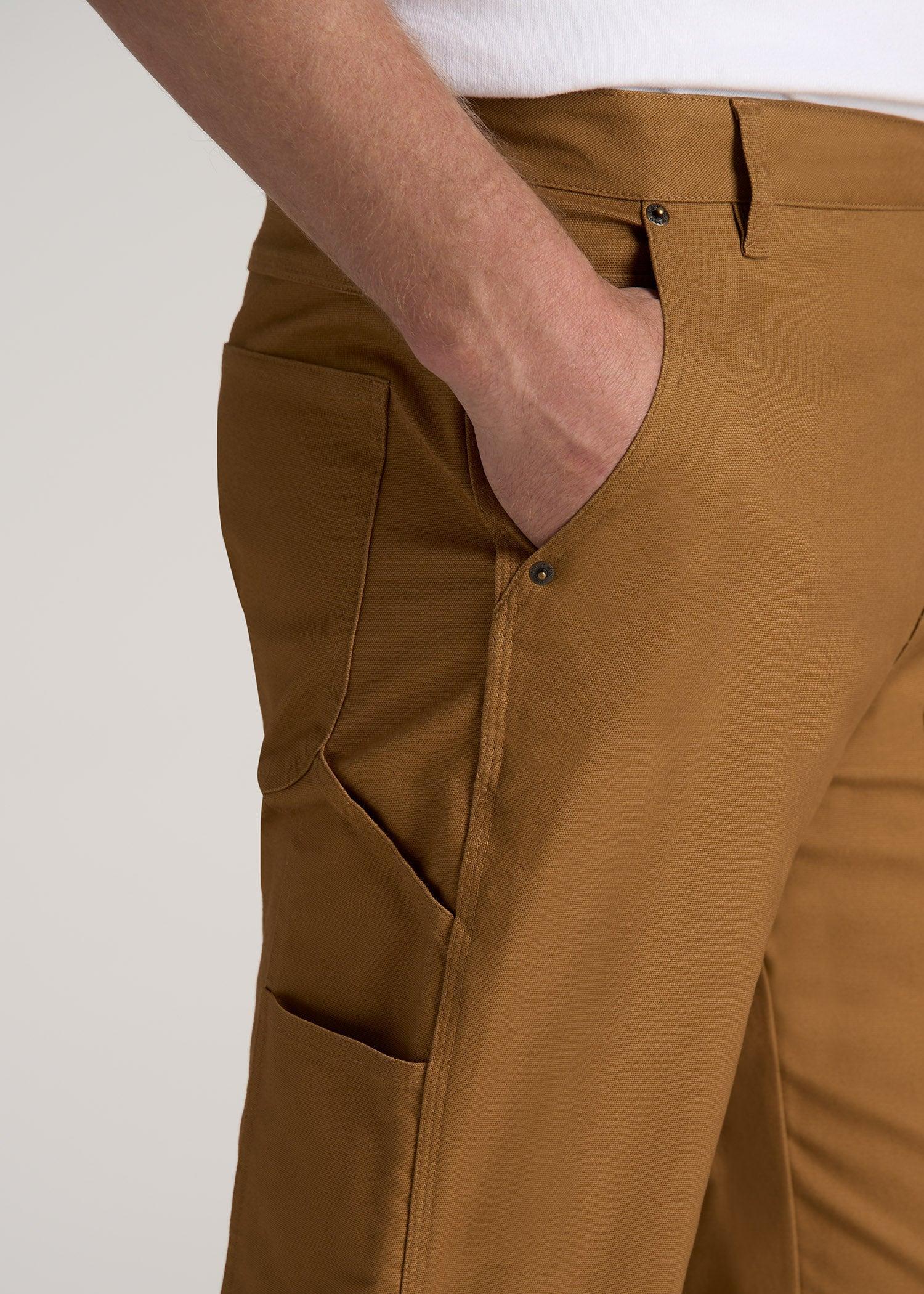 LJ&S Stretch Canvas REGULAR-FIT Carpenter's Pants for Tall Men in Dusty Brown Product Image