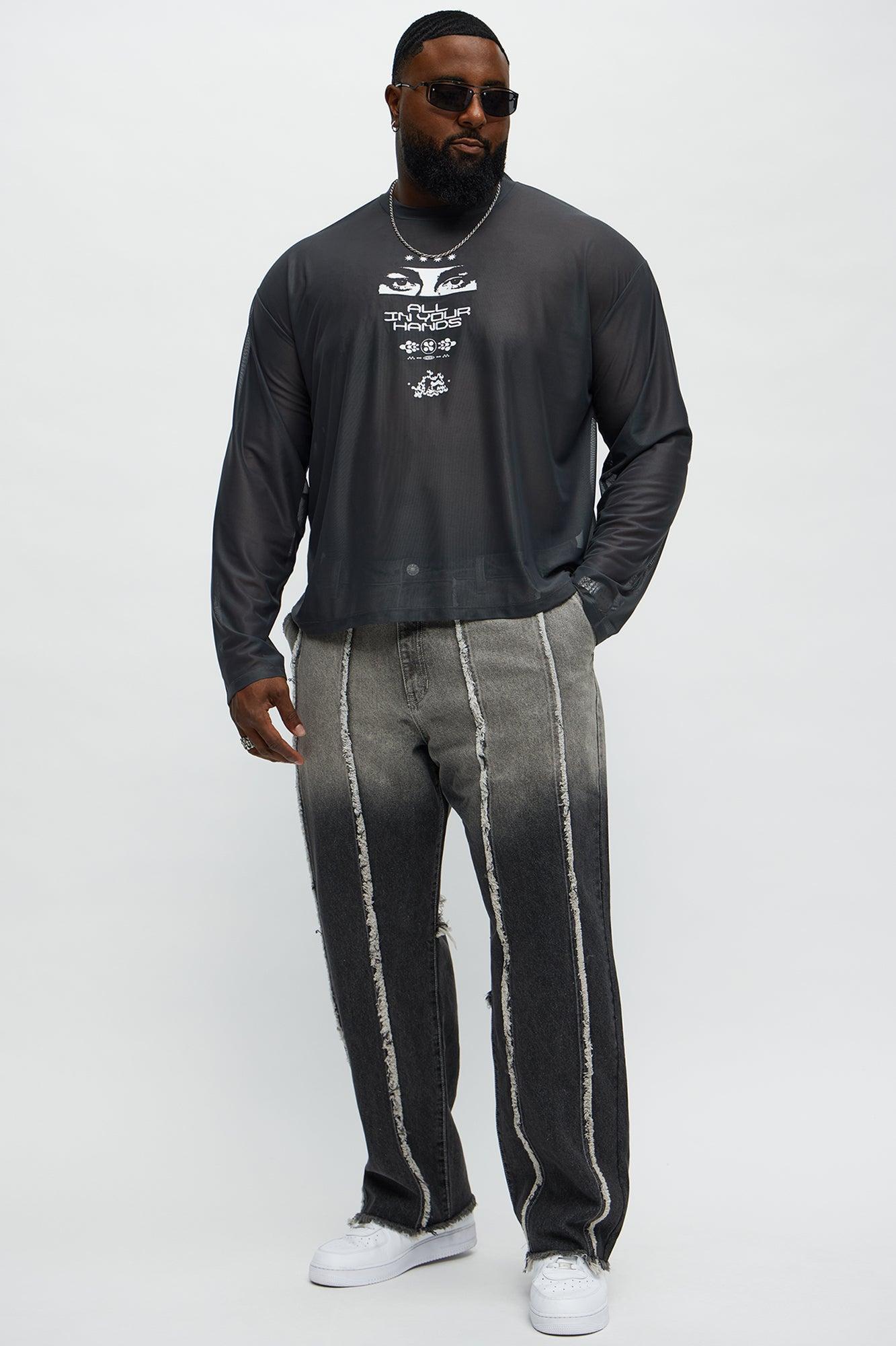 All In Your Hands Mesh Long Sleeve Tee - Grey Product Image