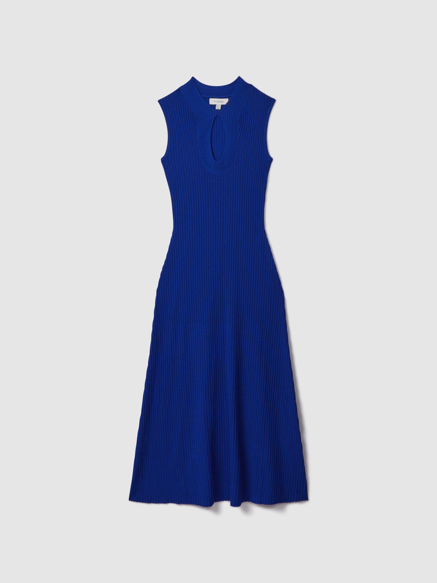Florere Ribbed Midi Dress in Bright Blue Product Image