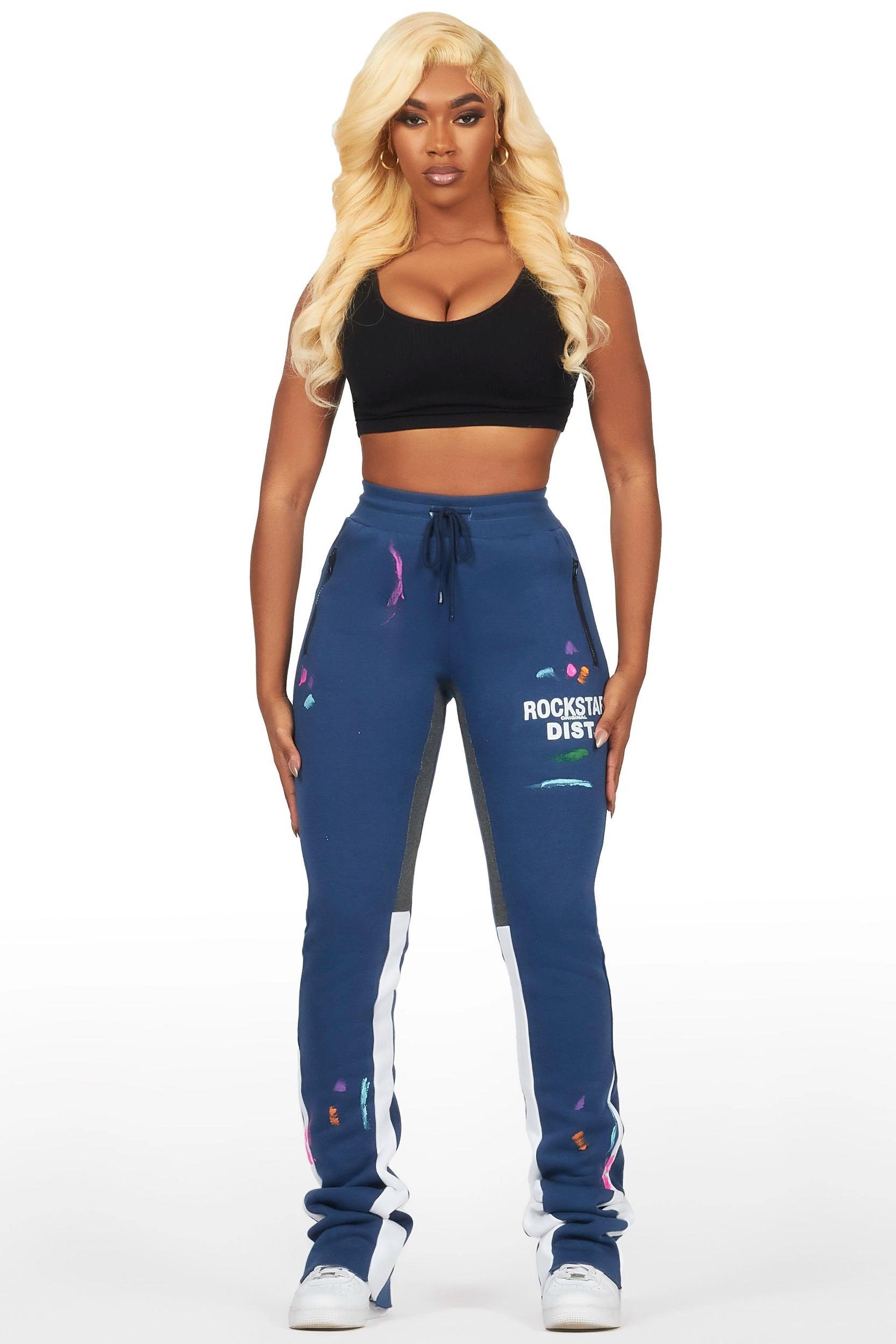 Karenthia Navy Stacked Track Pant Female Product Image