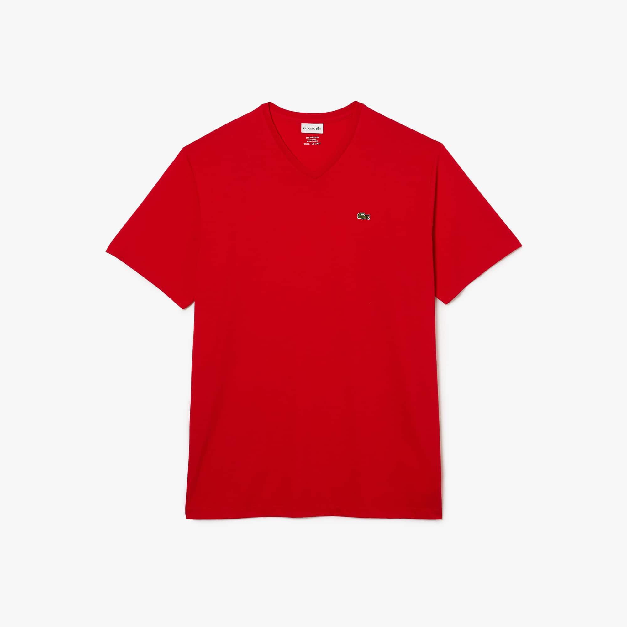 Men’s Tall Fit Ribbed V-Neck Cotton T-Shirt Product Image