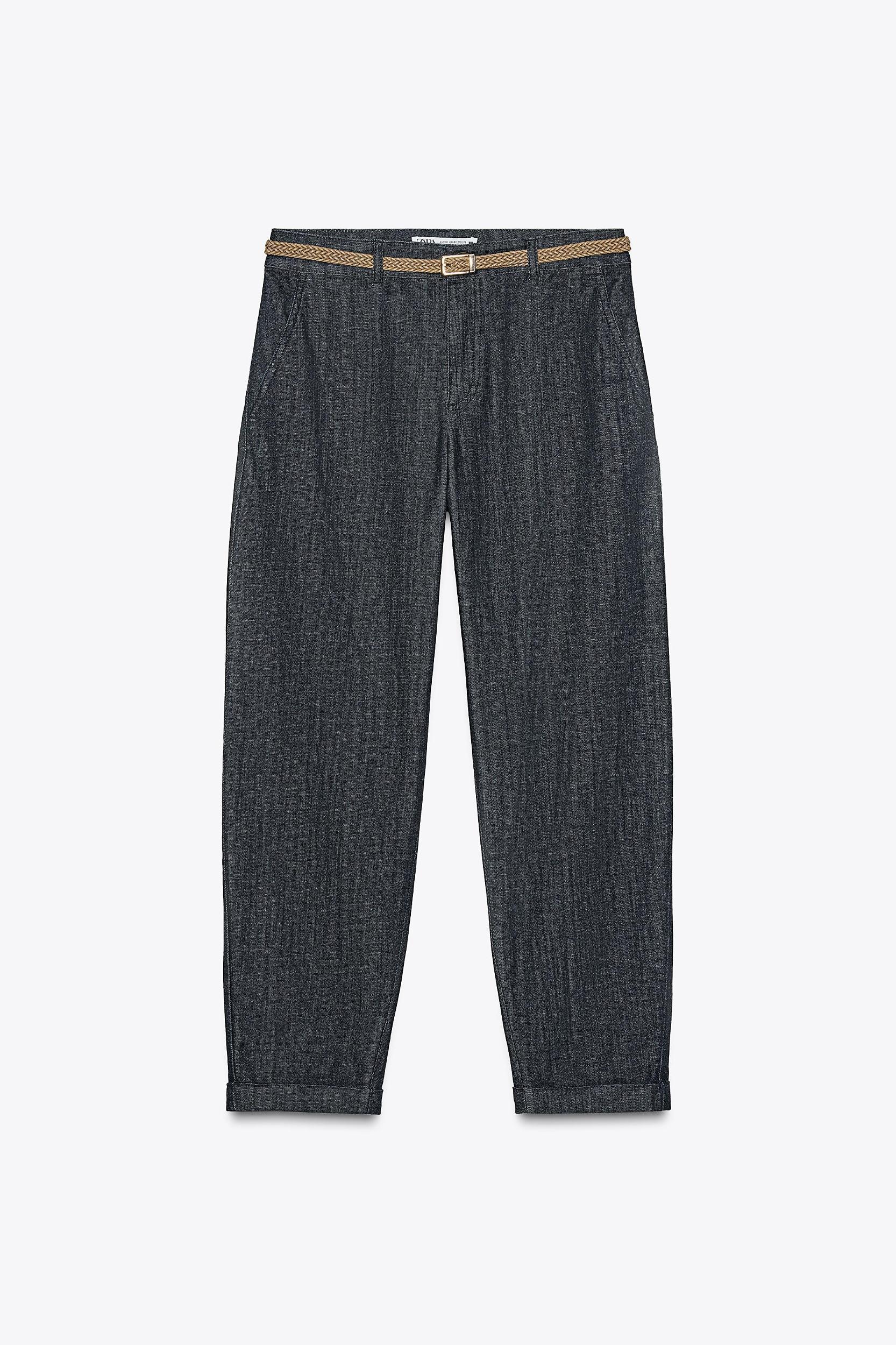 Z1975 BRAIDED BELT CHINO DENIM PANTS Product Image