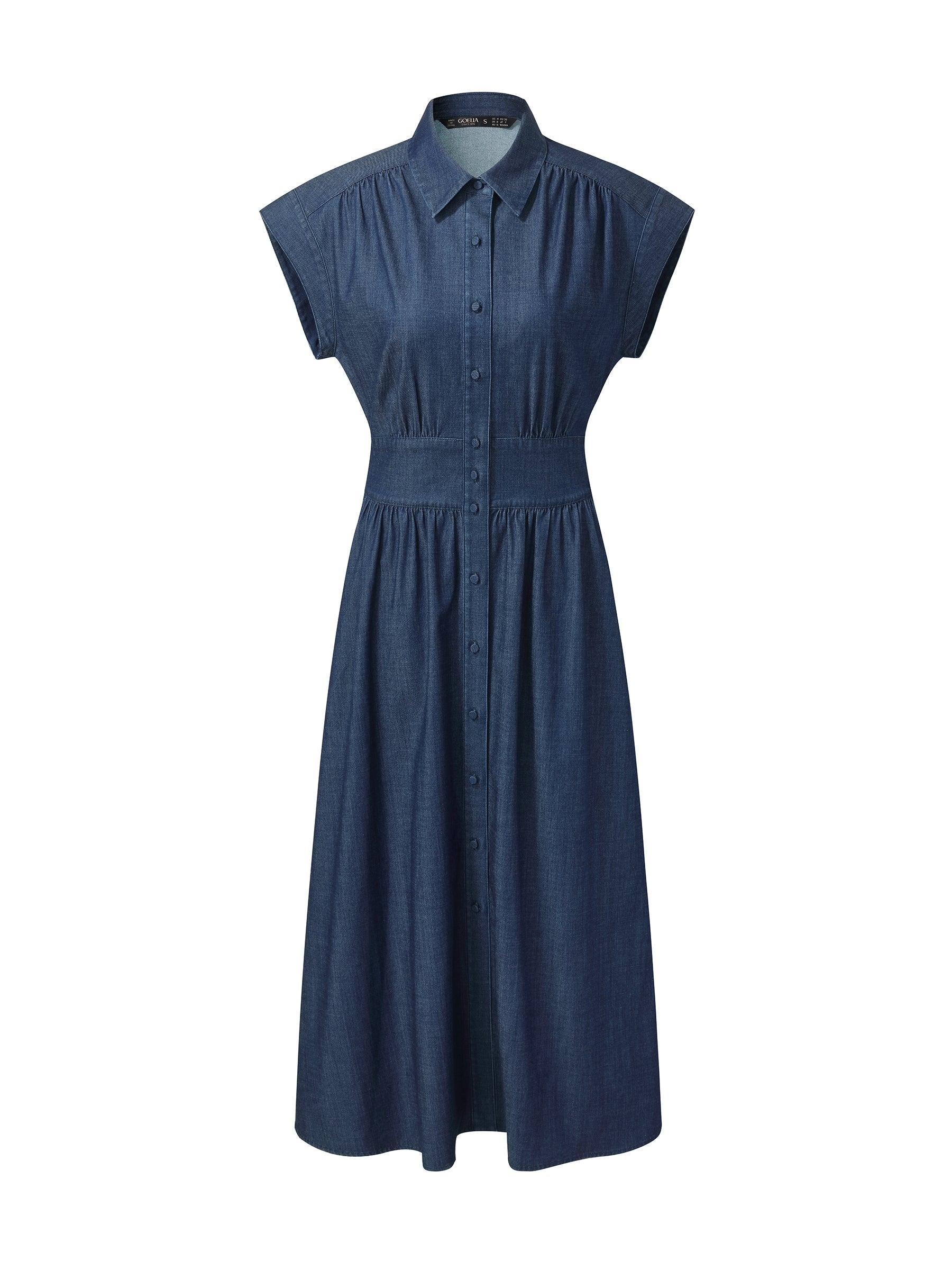 Denim Stretch Women Maxi Shirt Dress Product Image