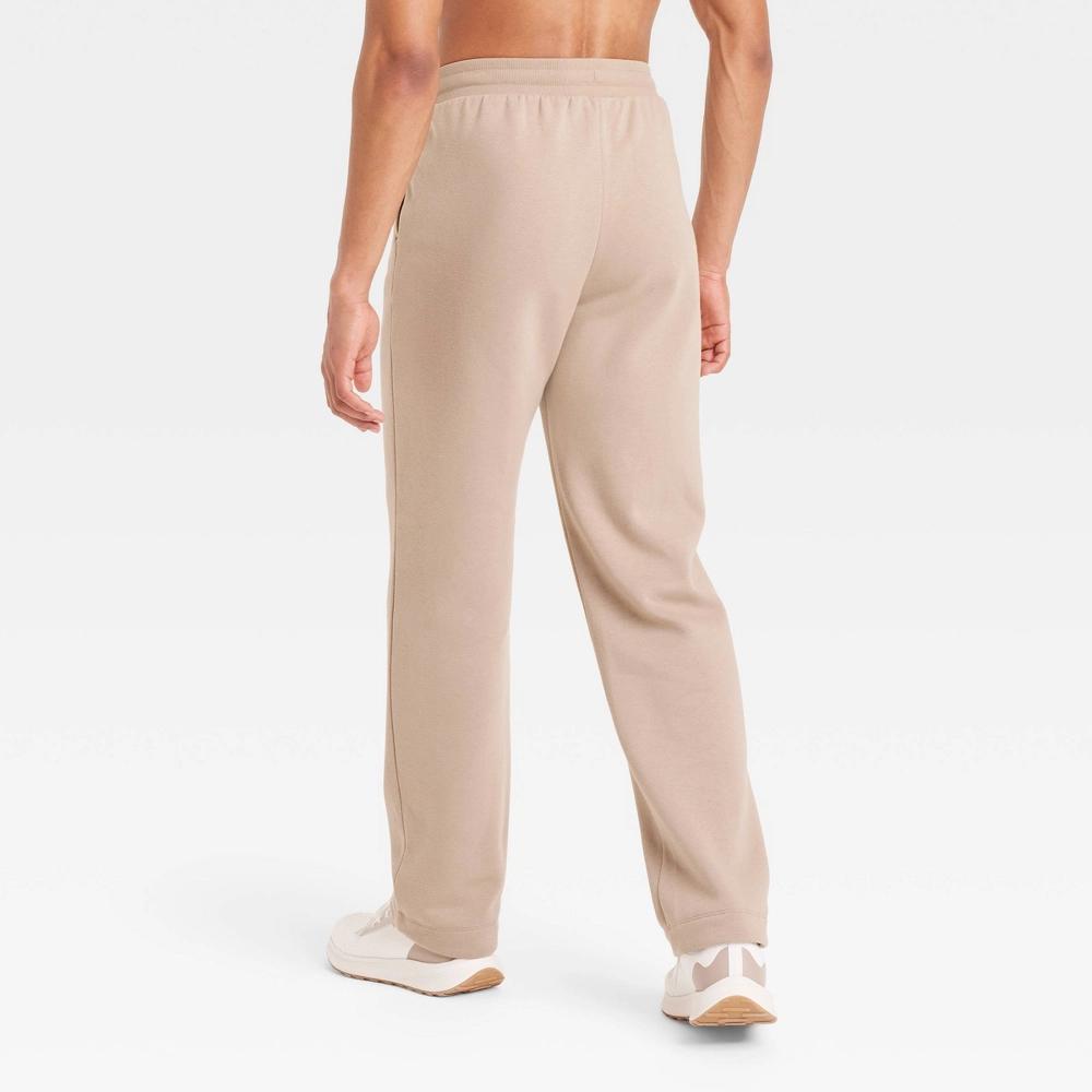 Mens Fleece Pants - All In Motion Tan L: Cotton Blend, Recycled Polyester, Drawstring Waist, Side Pocket Product Image