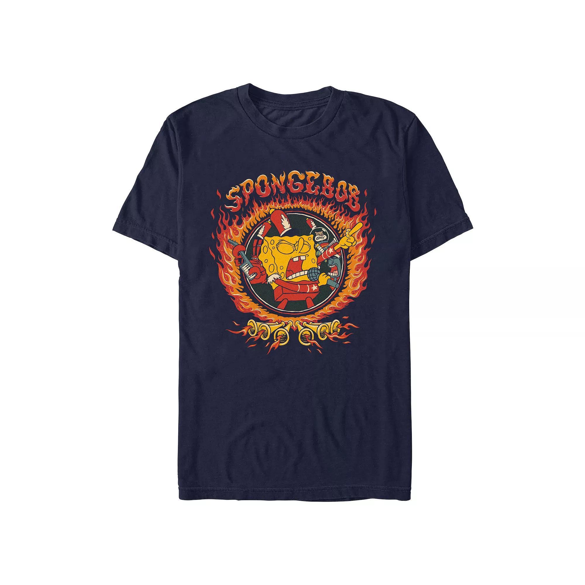 Men's SpongeBob SquarePants Fire Ring Graphic Tee, Size: Medium, Blue Product Image