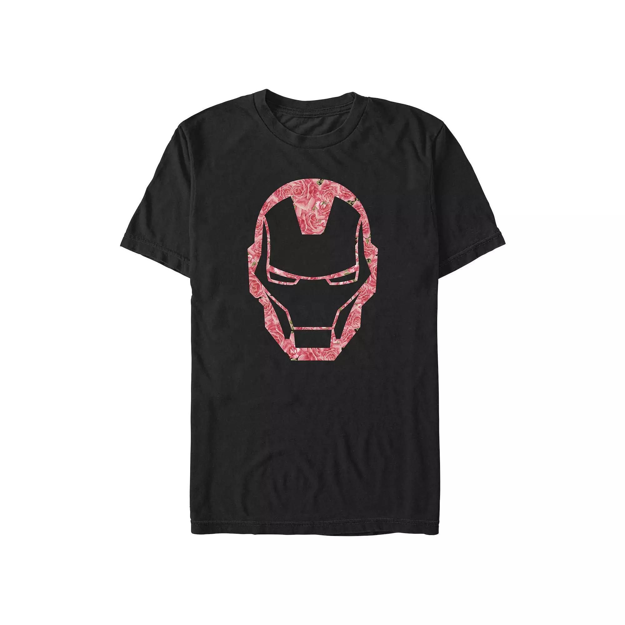 Men's Iron Man Roses Filled Helmet Graphic Tee, Size: Medium, Black Product Image