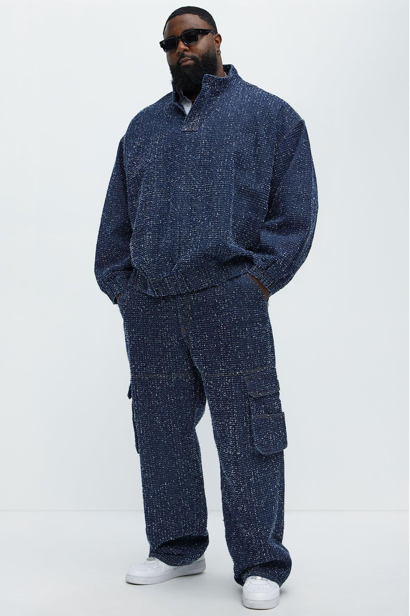 Unleaded Distressed Relaxed Cargo Jeans - Indigo Product Image