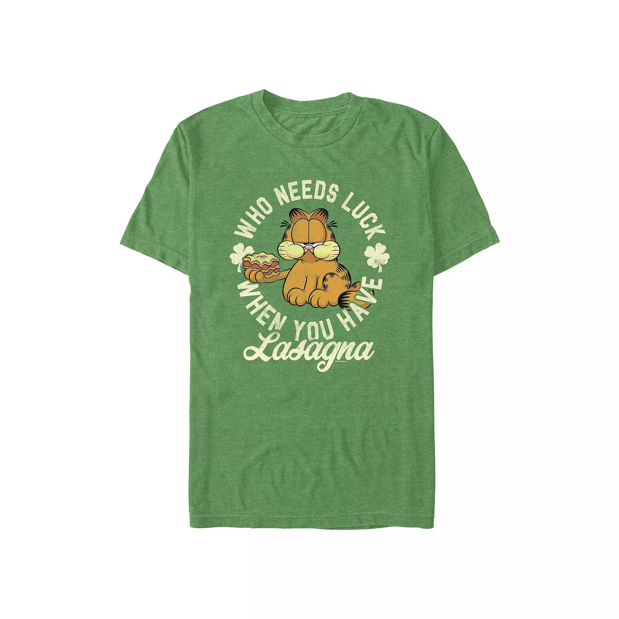 Big & Tall Garfield Who Needs Luck Graphic Tee, Men's, Size: 3XL, Kelly Grey Product Image