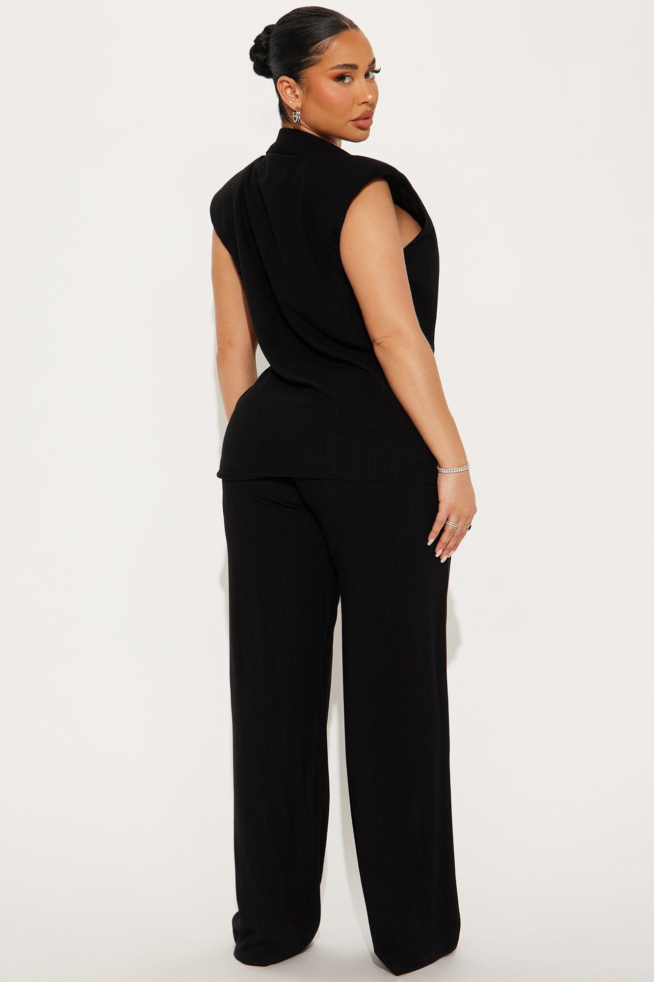 Josie Vest Pant Set - Black Product Image