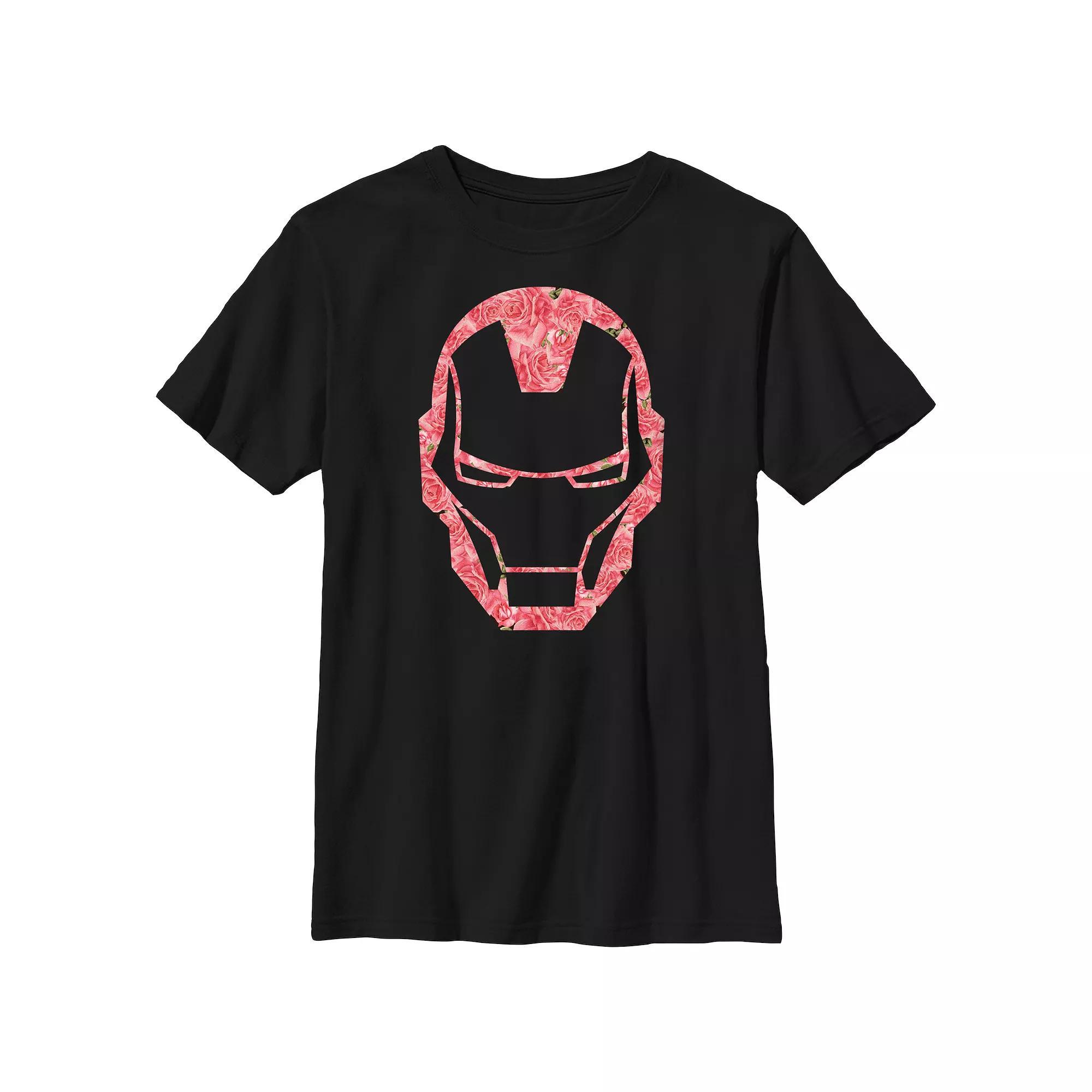 Boys 8-20 Husky Marvel Iron Man Roses Filled Helmet Graphic Tee, Boy's, Size: Large HUSKY, Black Product Image