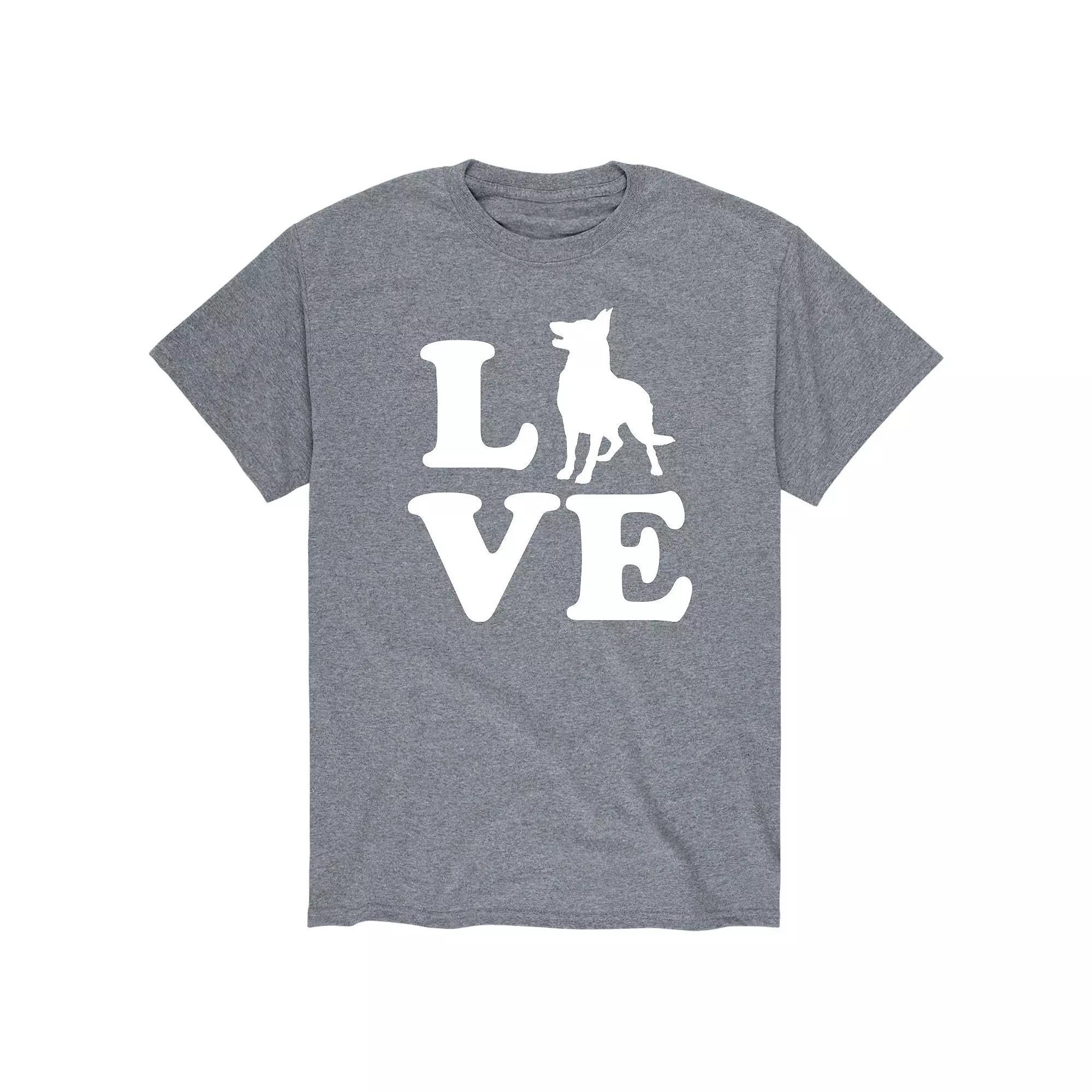 Men's Love German Shepherd Tee, Size: XL, Gray Product Image