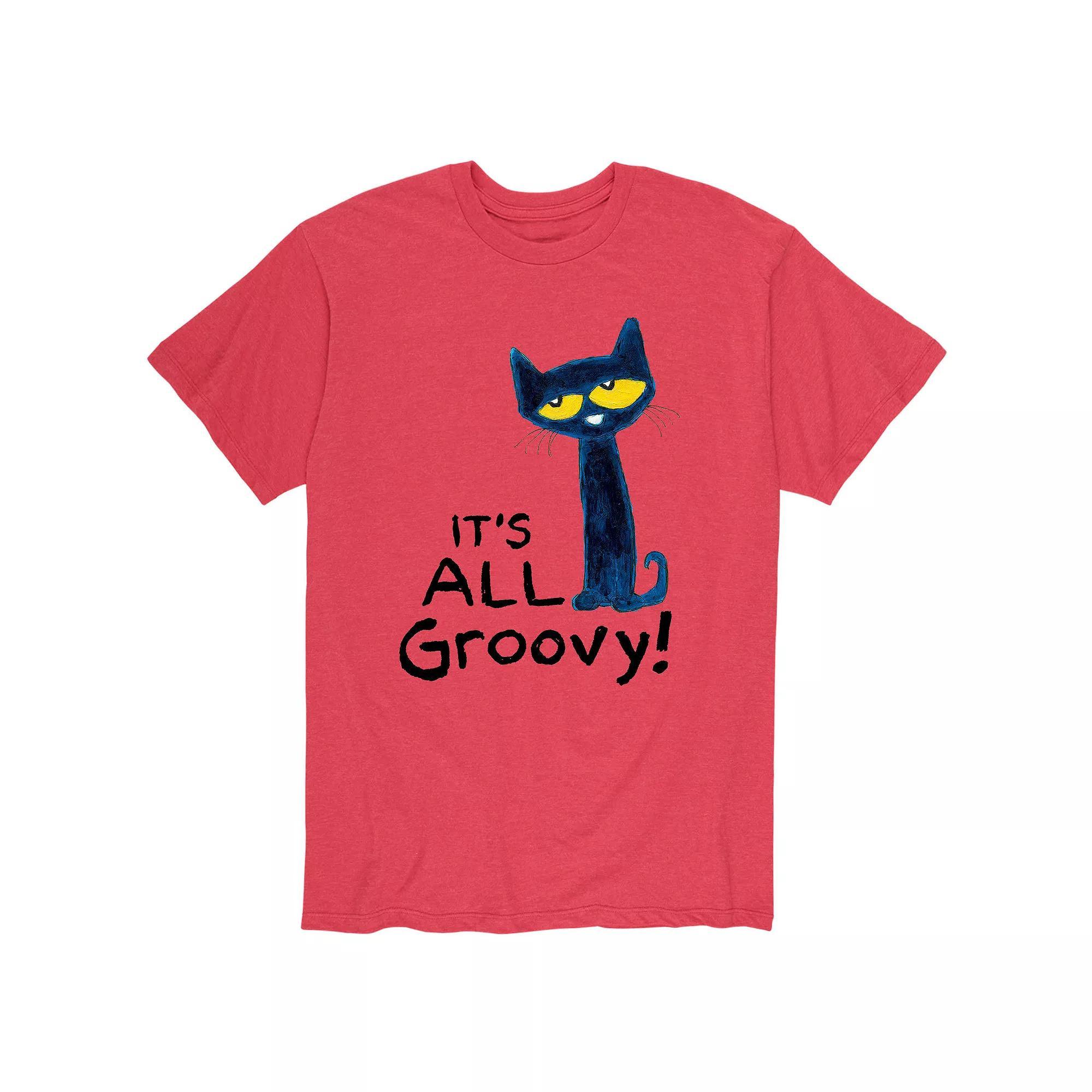 Mens Pete The Cat Its All Groovy Tee Grey Red Product Image