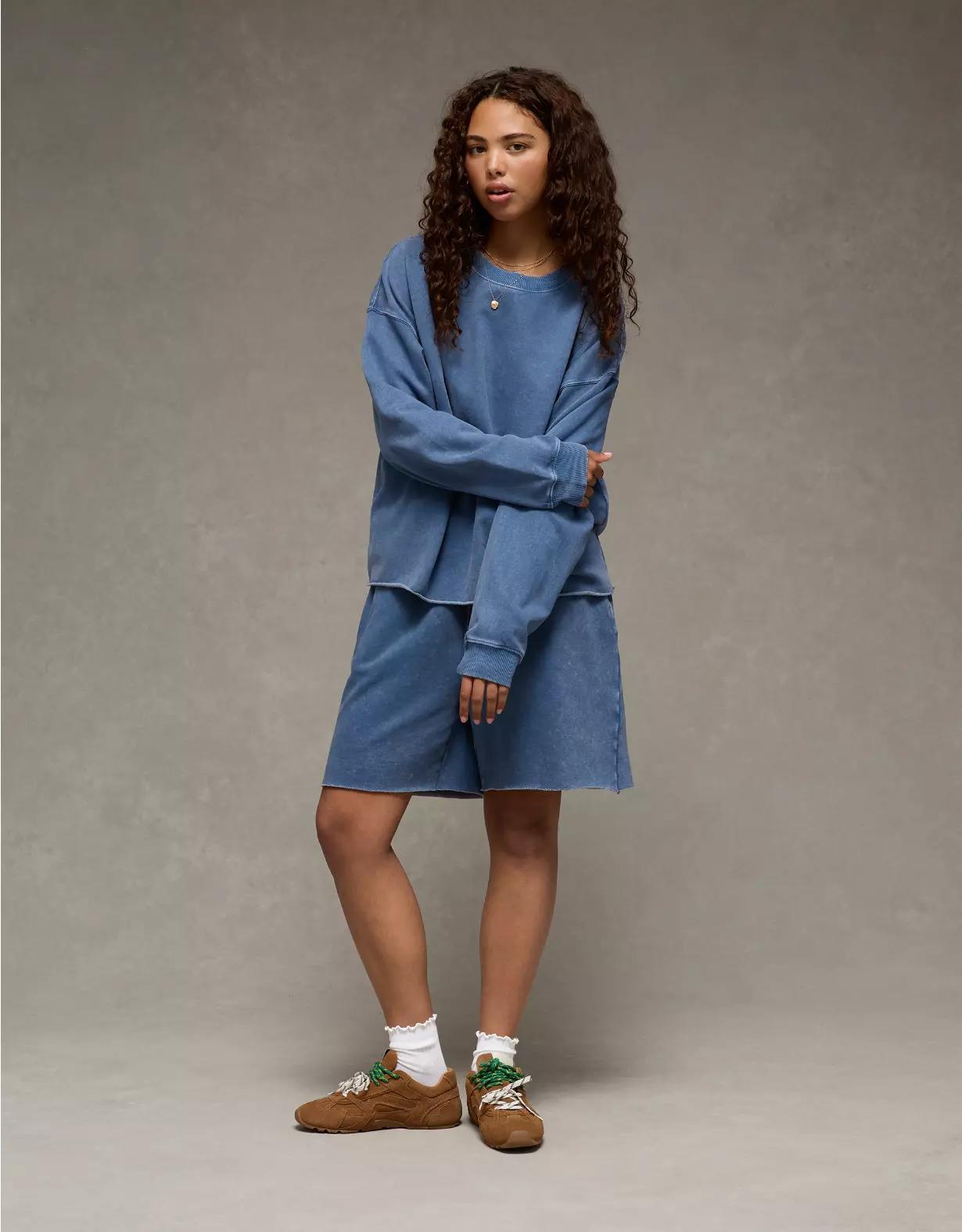 AE Everyday Luxe Cropped Cut-Off Sweatshirt Product Image