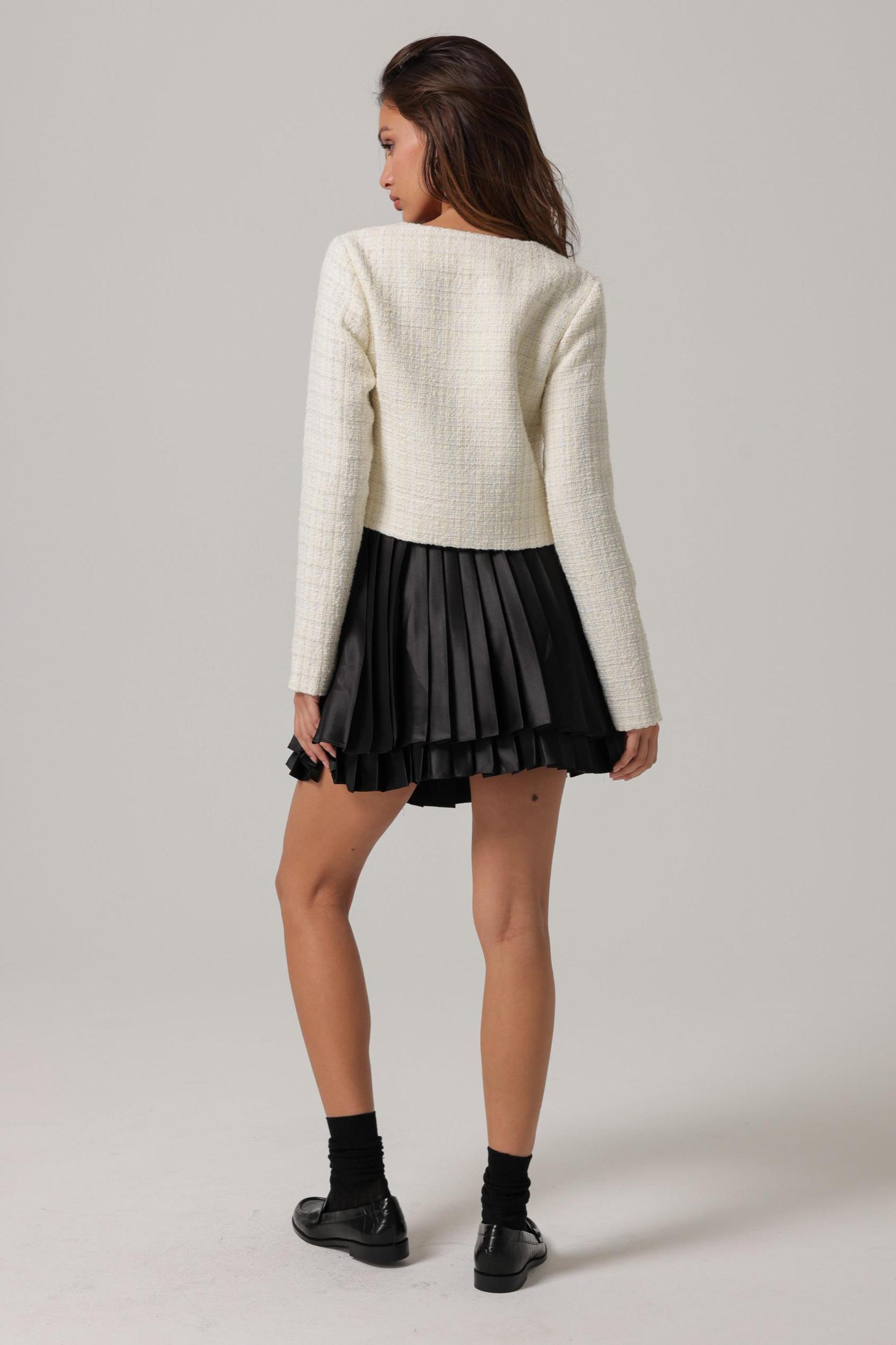 "Kinzie" L/S Tweed Bow Top Product Image