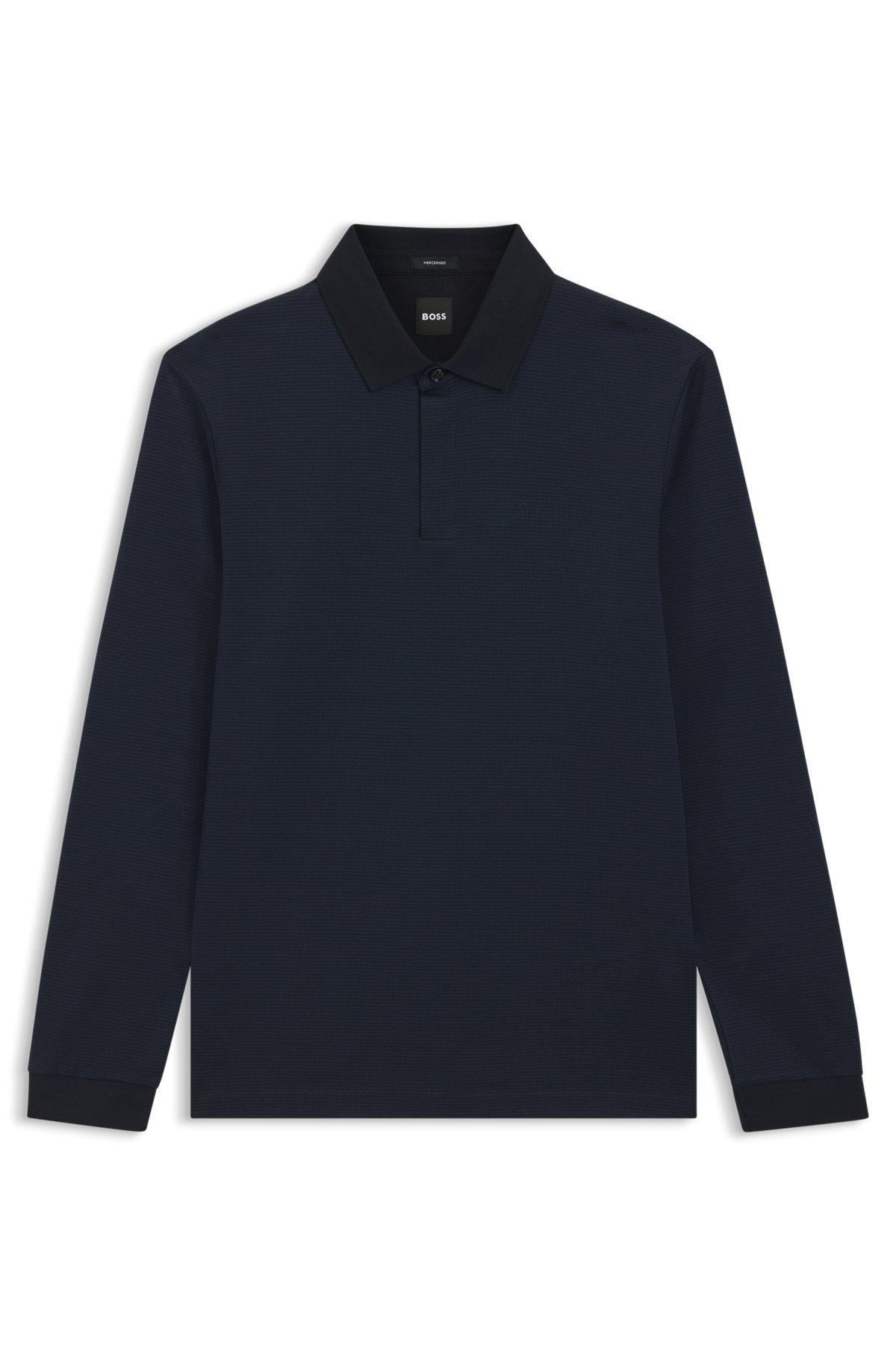 Mercerised-cotton polo shirt with plain collar Product Image