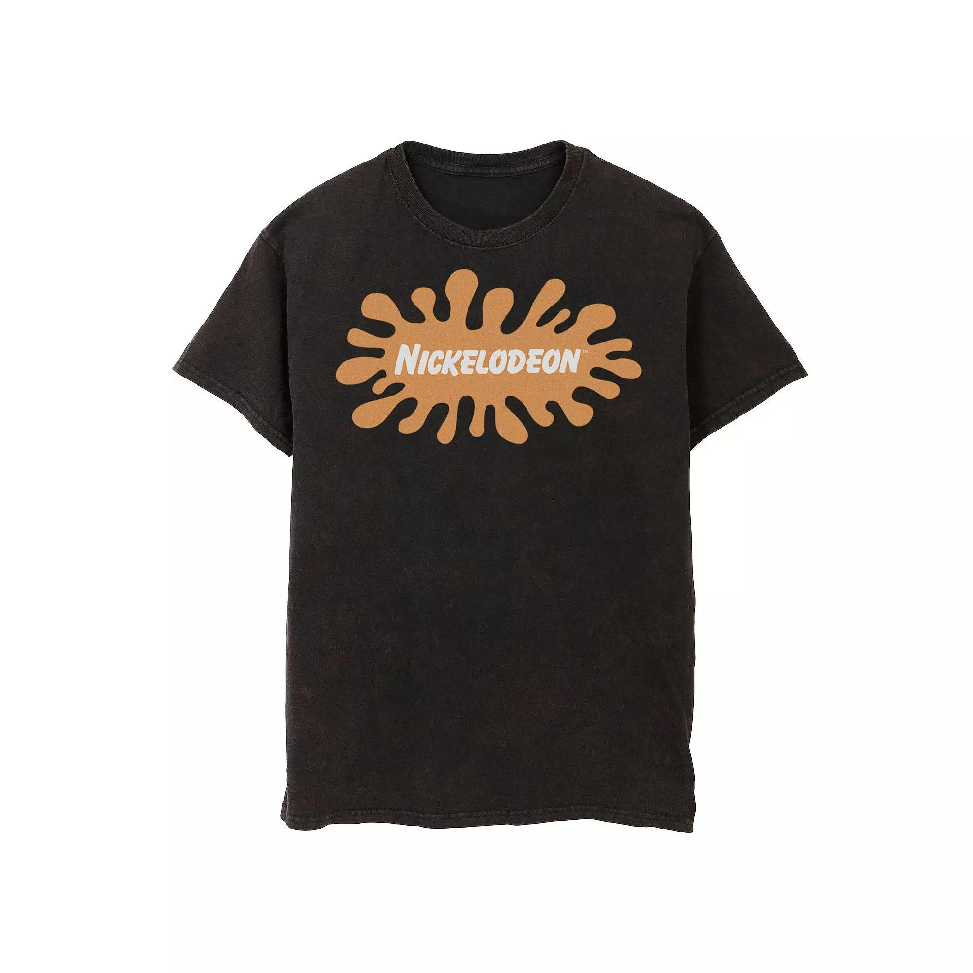Men's Nickelodeon Classic Splatter Logo Mineral Wash Graphic Tee, Size: Medium, Black Product Image